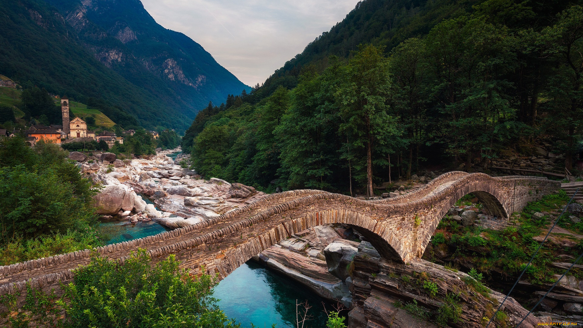 ponte, dei, salti, lavertezzo, verzasca, valley, switzerland, города, -, мосты, ponte, dei, salti, verzasca, valley