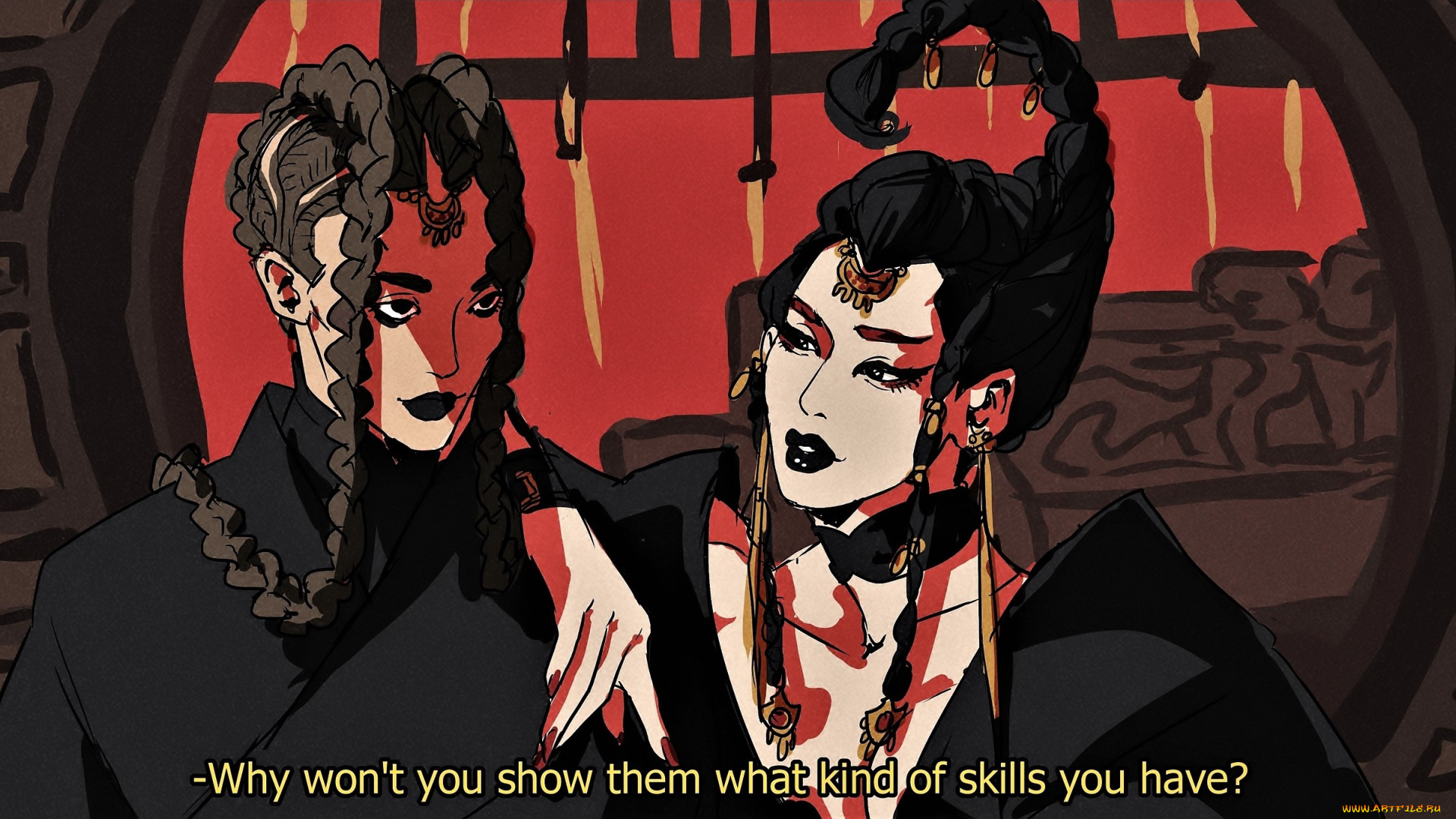 рисованное, кино, , мультфильмы, далекие, странники, девушки, разговор