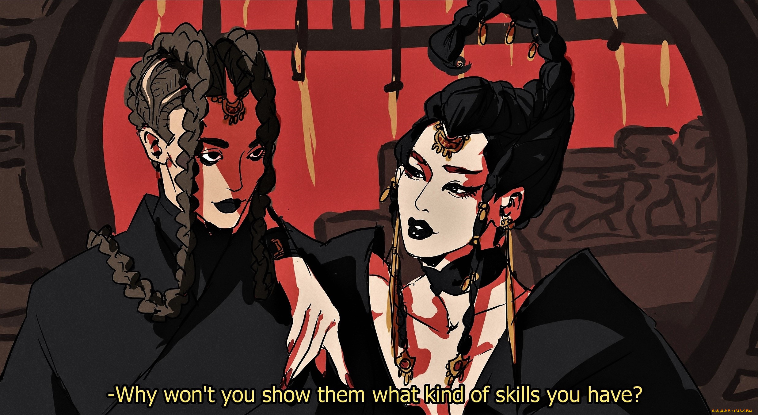 рисованное, кино, , мультфильмы, далекие, странники, девушки, разговор