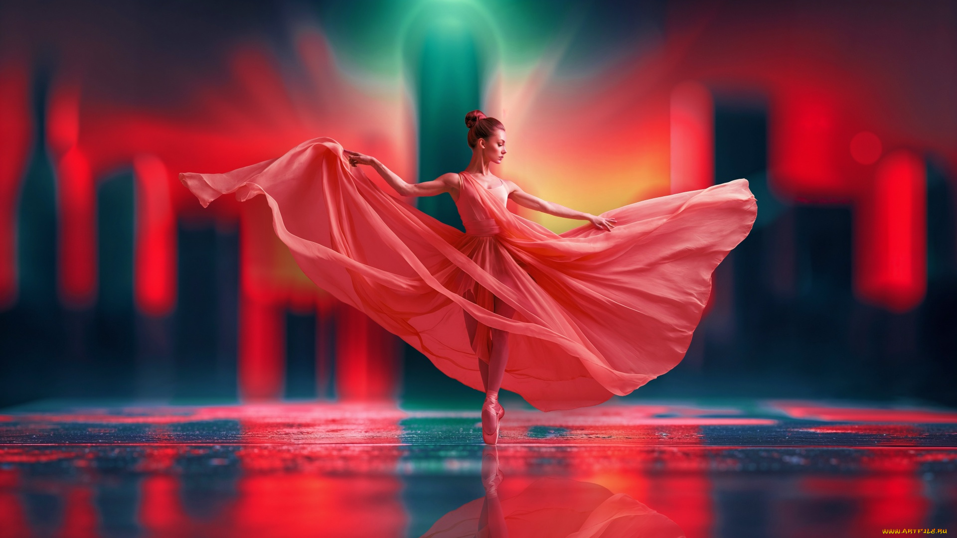 3д, графика, люди, , people, балерина, розовое, платье