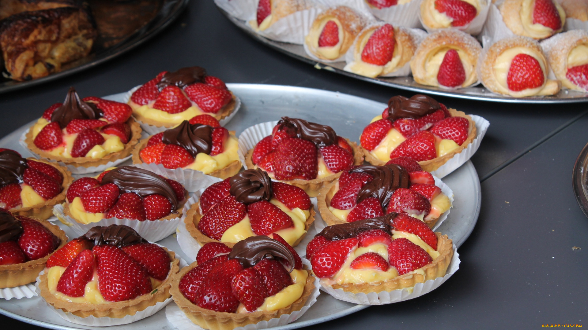 еда, пирожные, , кексы, , печенье, ягоды, клубника, крем