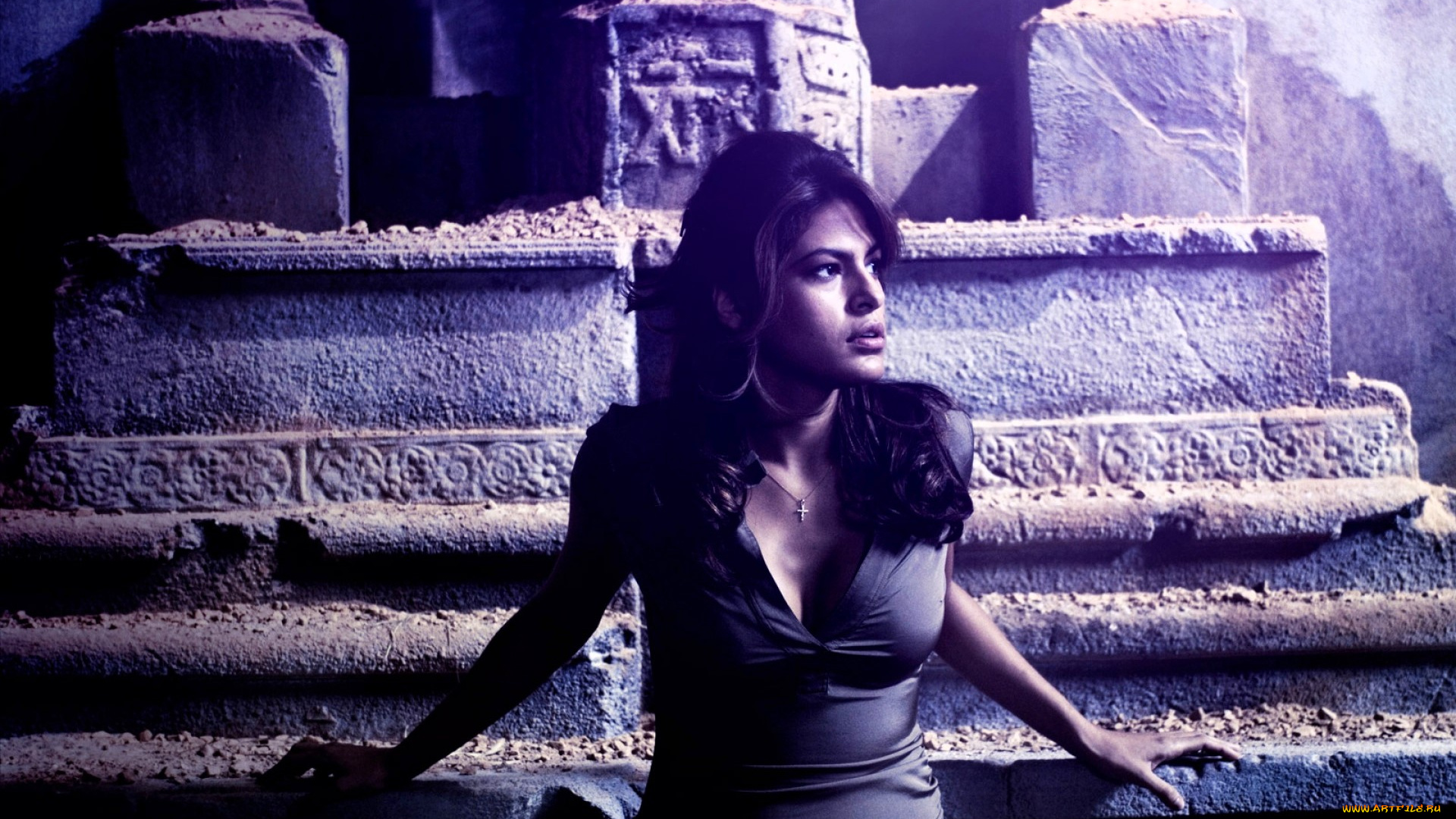 кино, фильмы, ghost, rider, девушка, платье, ступени, колонна, здание