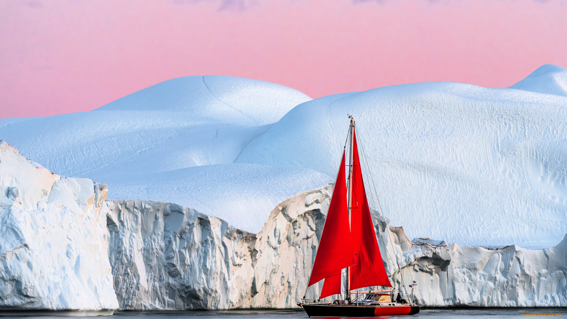 корабли, яхты, яхта, паруса, море, лед, айсберги