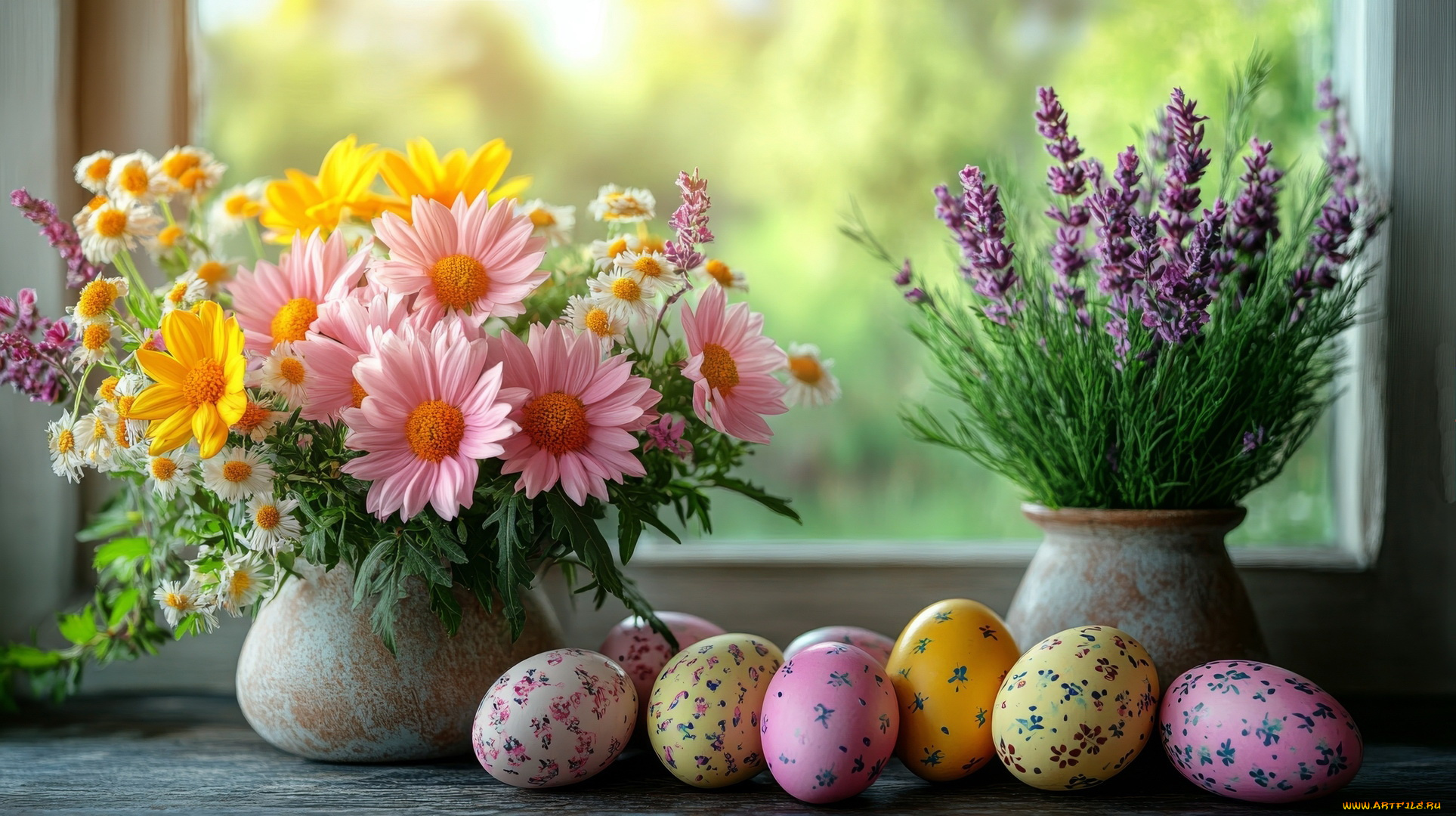 3д, графика, праздники, , holidays, пасха, букеты, яйца, крашенки
