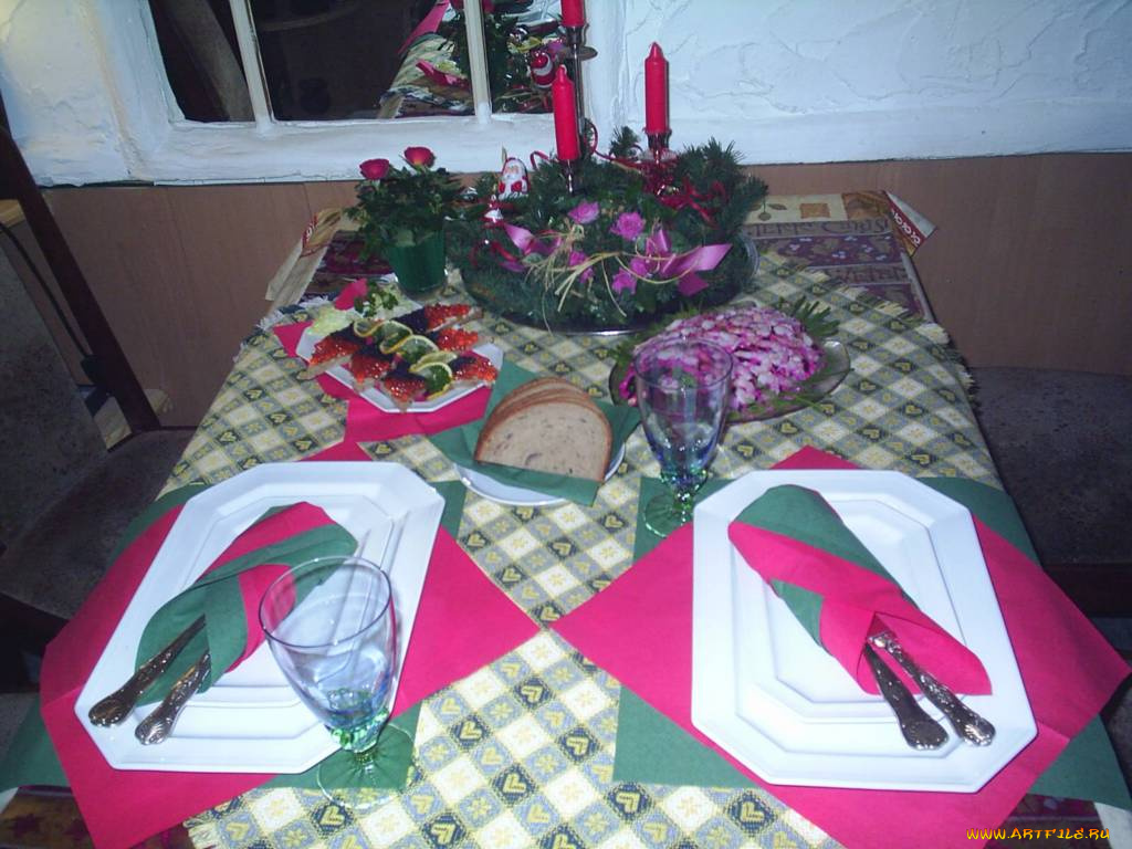 ужин, на, рождество, еда, сервировка