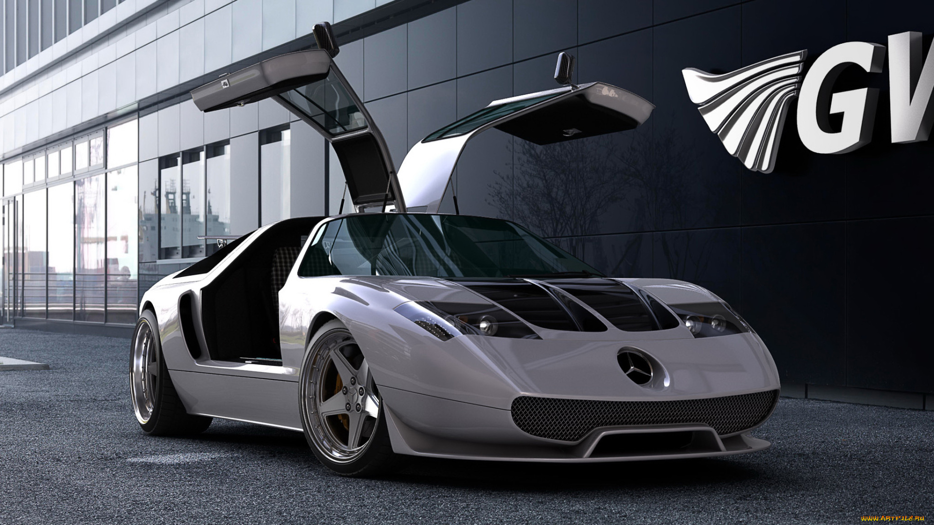 gwa, mercedes, benz, ciento, once, автомобили, 3д, gullwing, doors