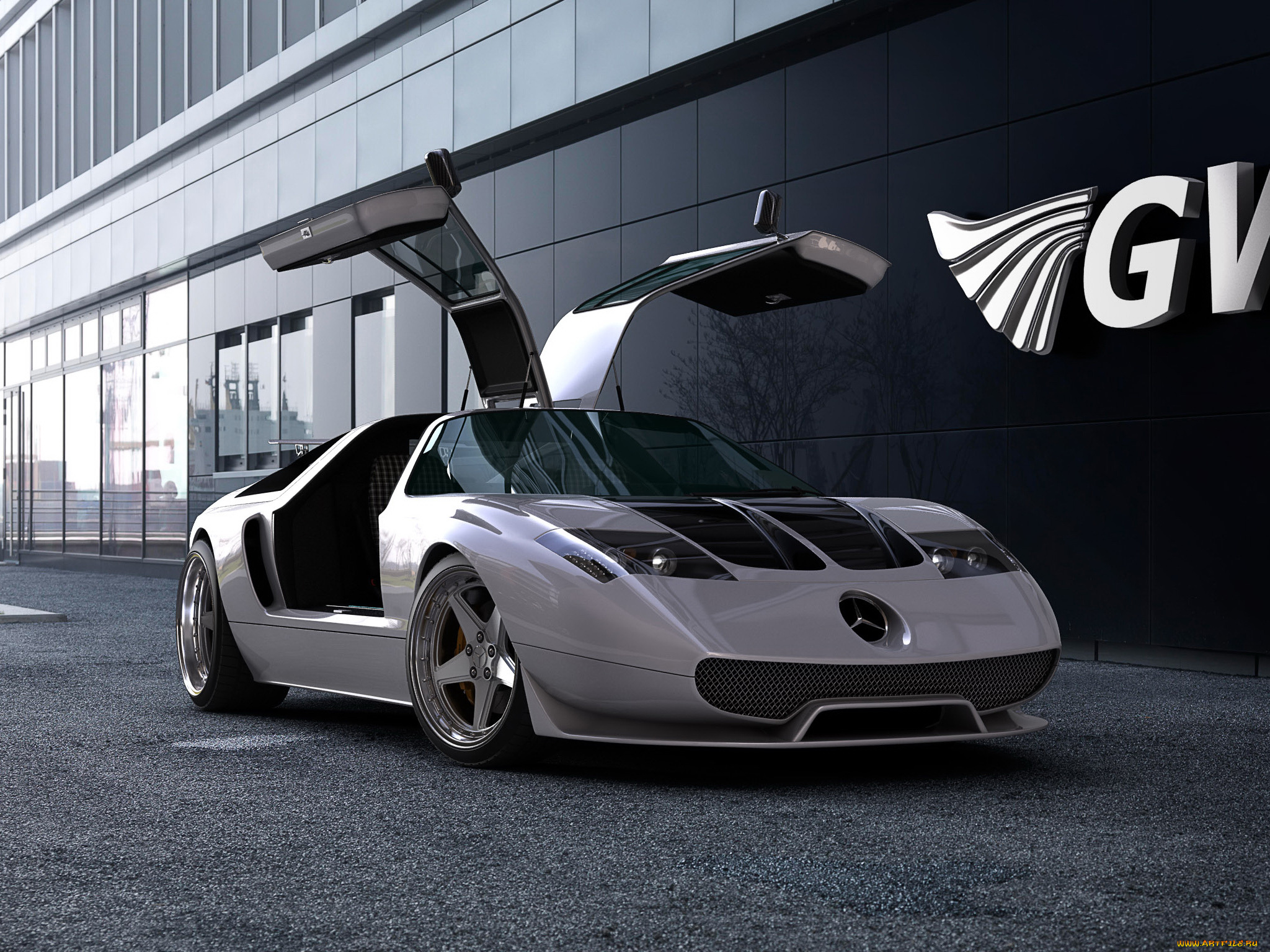 gwa, mercedes, benz, ciento, once, автомобили, 3д, gullwing, doors