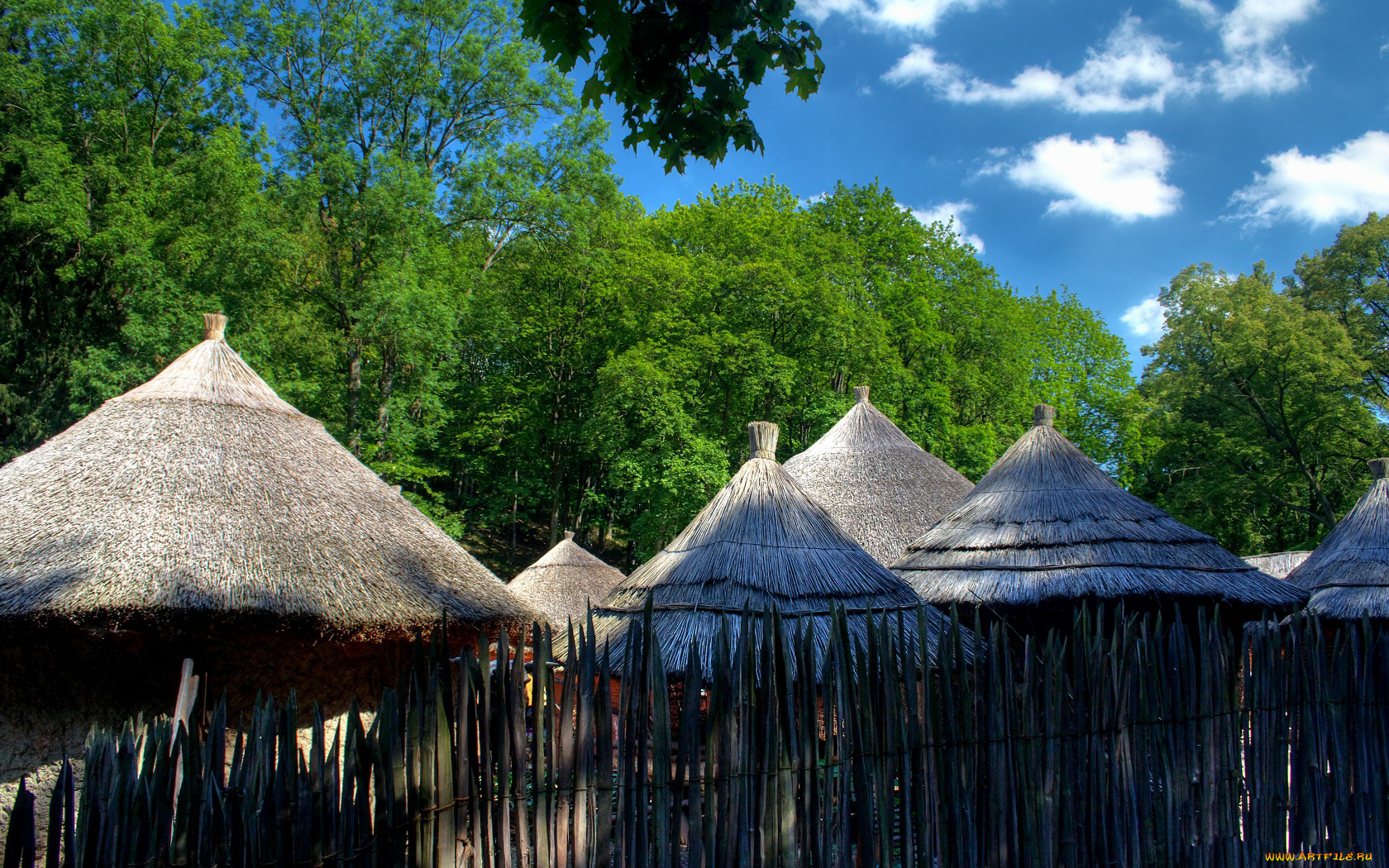 разное, сооружения, постройки, деревья, хижины, забор