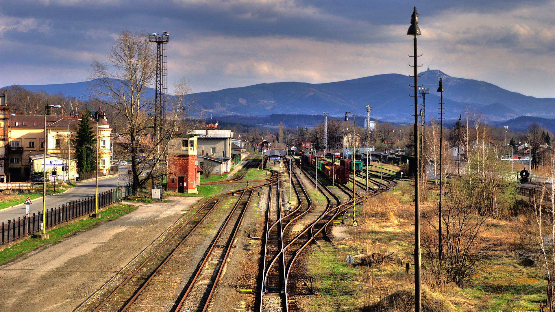 разное, транспортные, средства, магистрали, рельсы, горы, железная, дорога