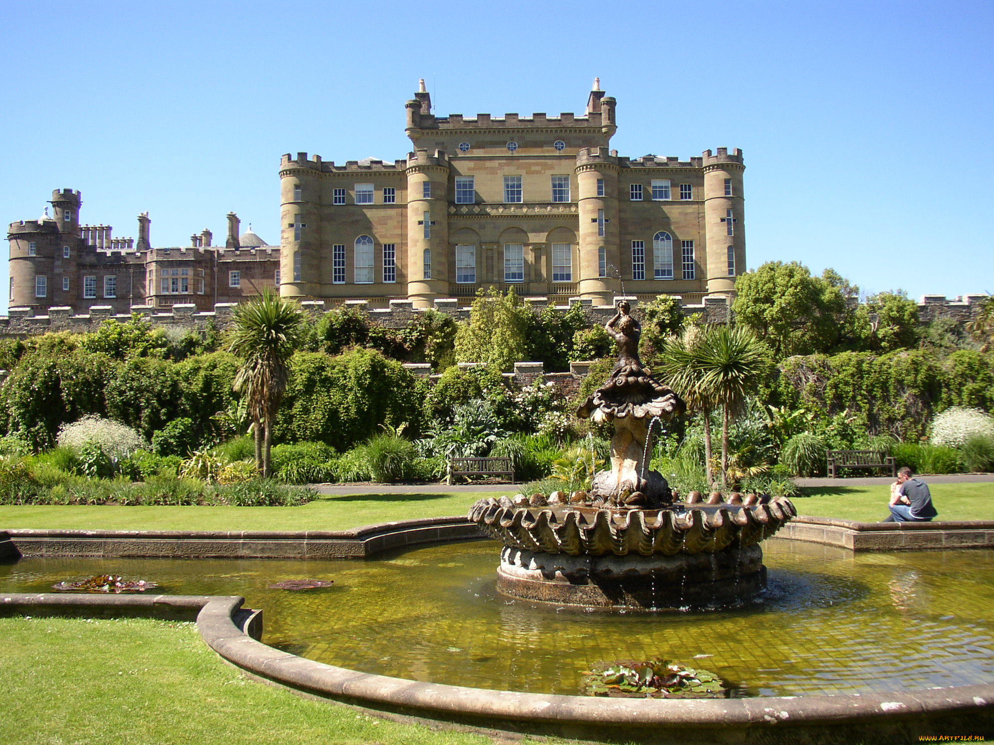 culzean, castle, города, дворцы, замки, крепости, scotland, фонтан