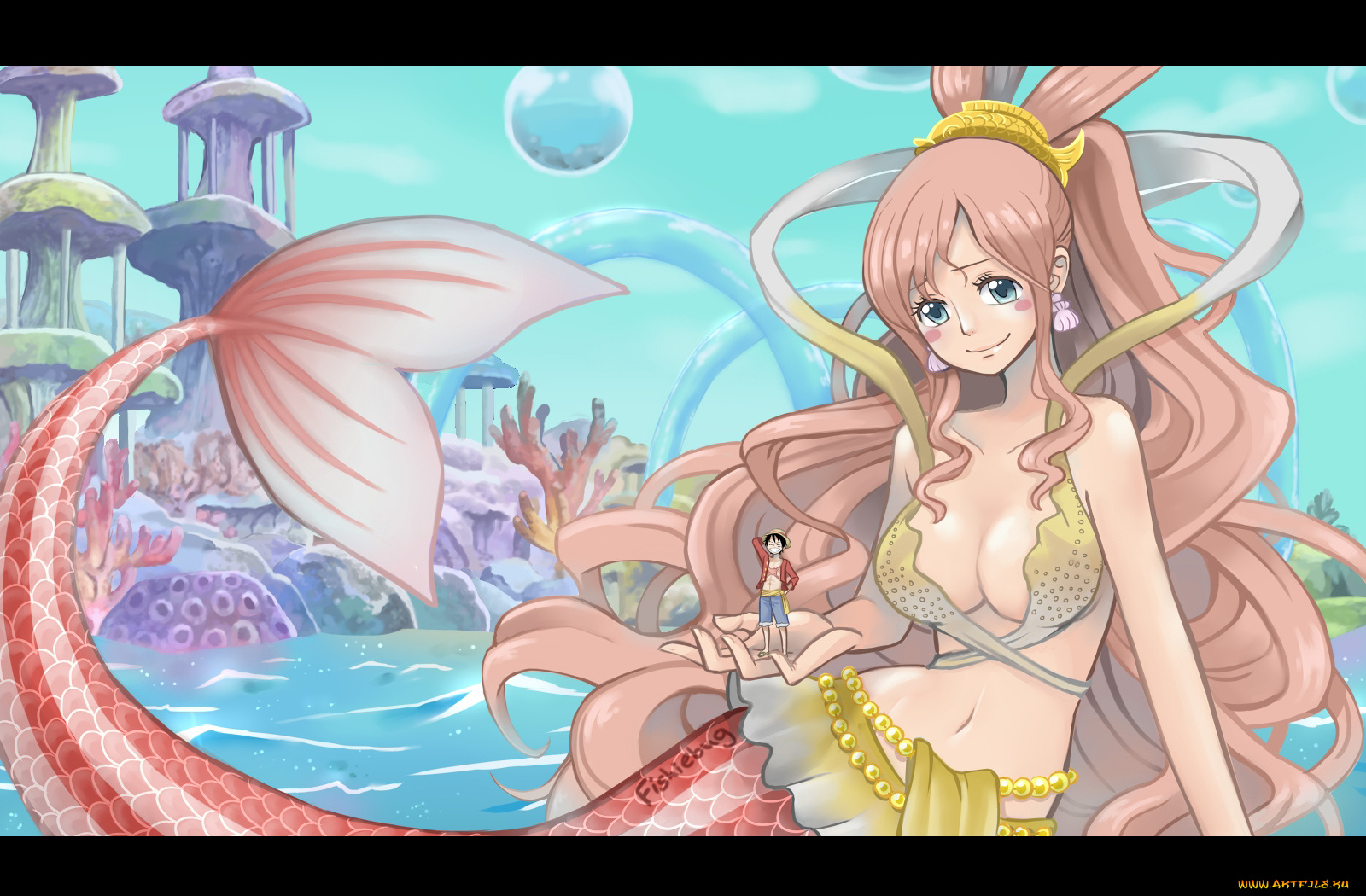 аниме, one, piece, monkey, d, luffy, shirahoshi