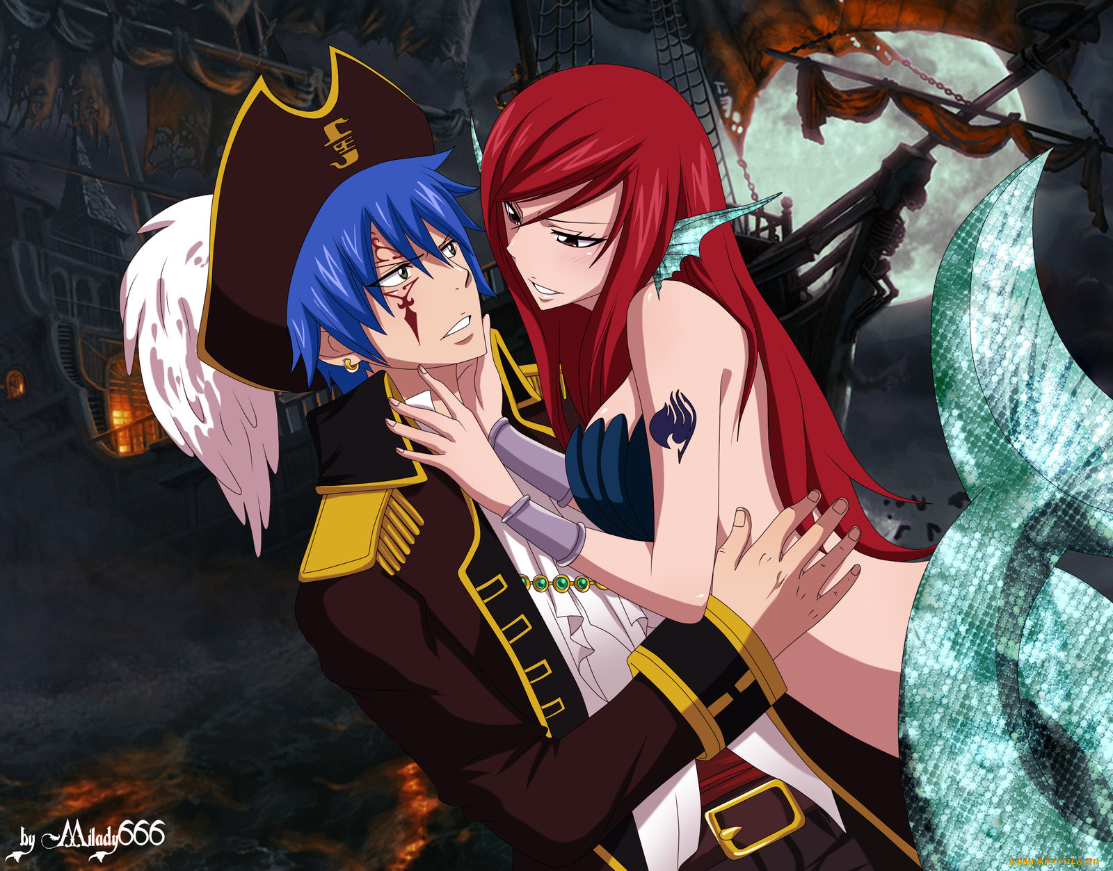 аниме, fairy, tail, erza, scarlet, jellal, fernandes