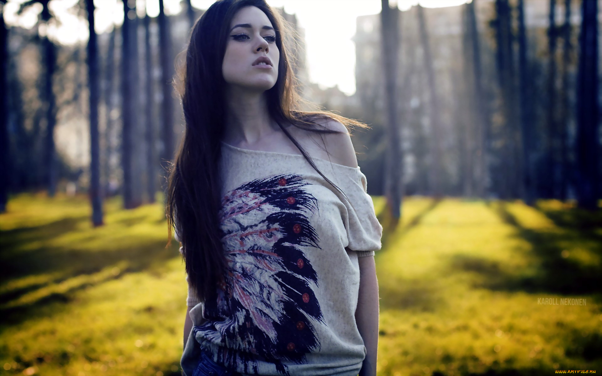 -Unsort, Брюнетки, Шатенки, девушки, unsort, брюнетки, шатенки, роща, свитер