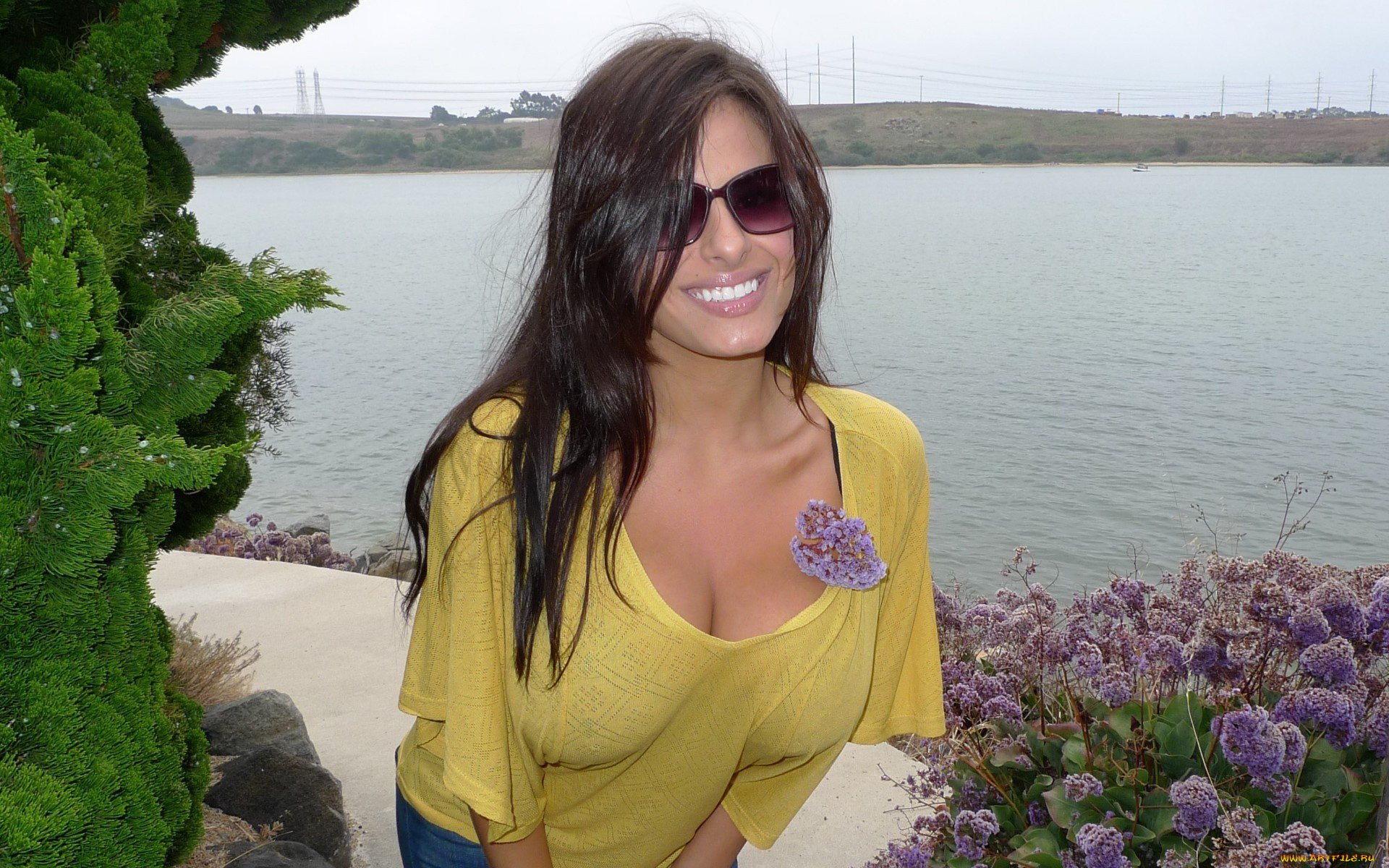 Wendy, Combattente, девушки, , , цветок, очки, улыбка, декольте