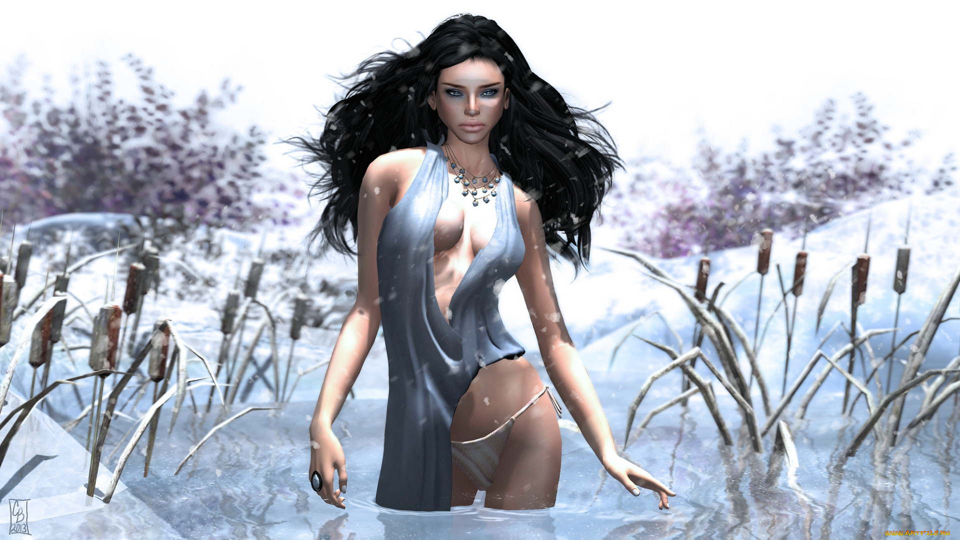 3д, графика, people, , люди, волосы, камыши