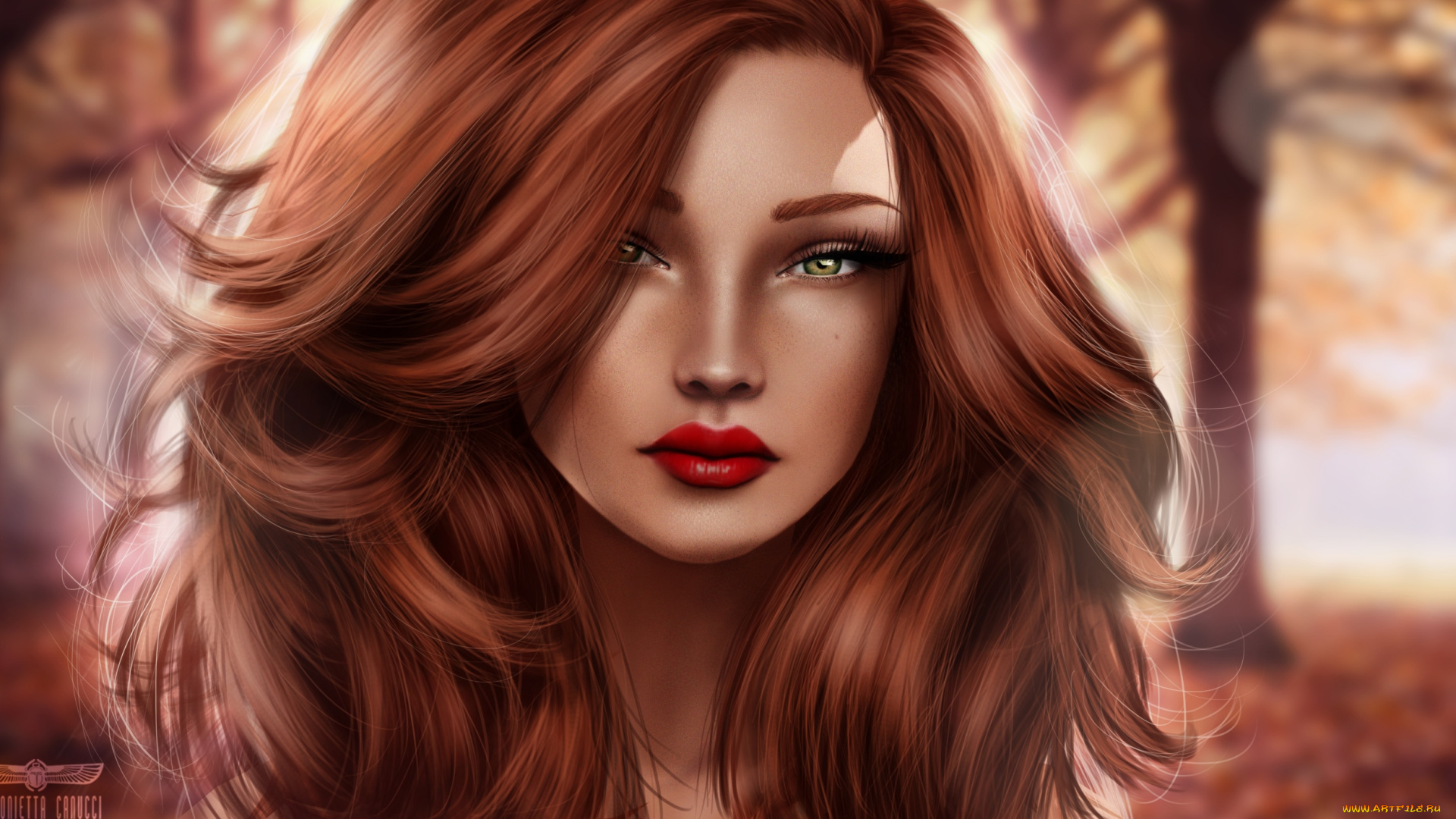 3д, графика, portraits, , портрет, рыжая