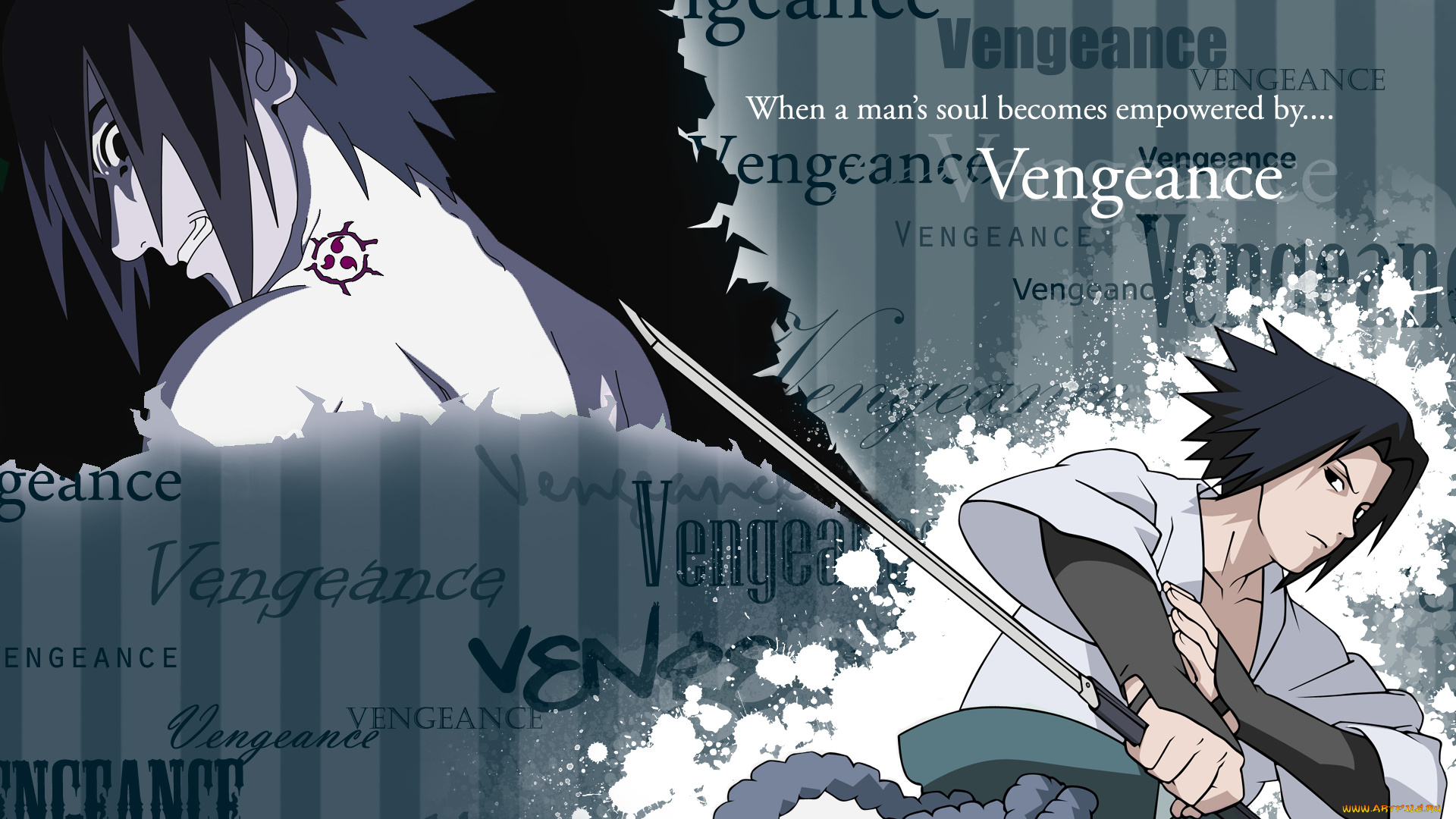 аниме, naruto, саске, катана