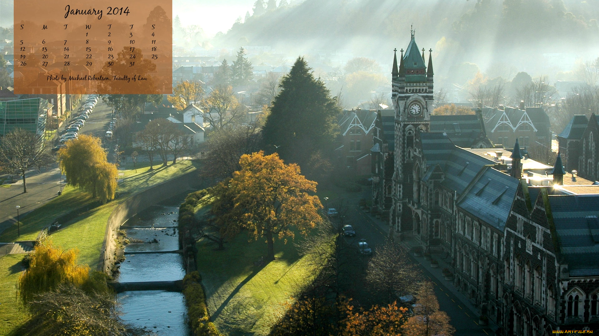 календари, города, река, дома