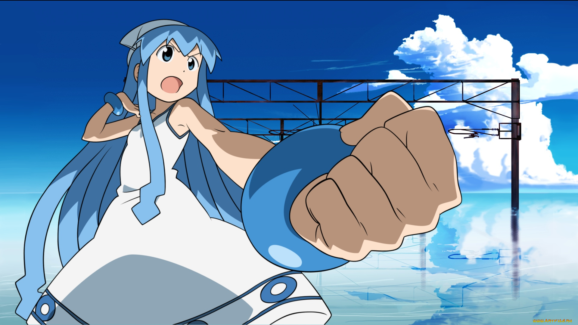 shinryaku, , ika, musume, аниме, кулак, девушка