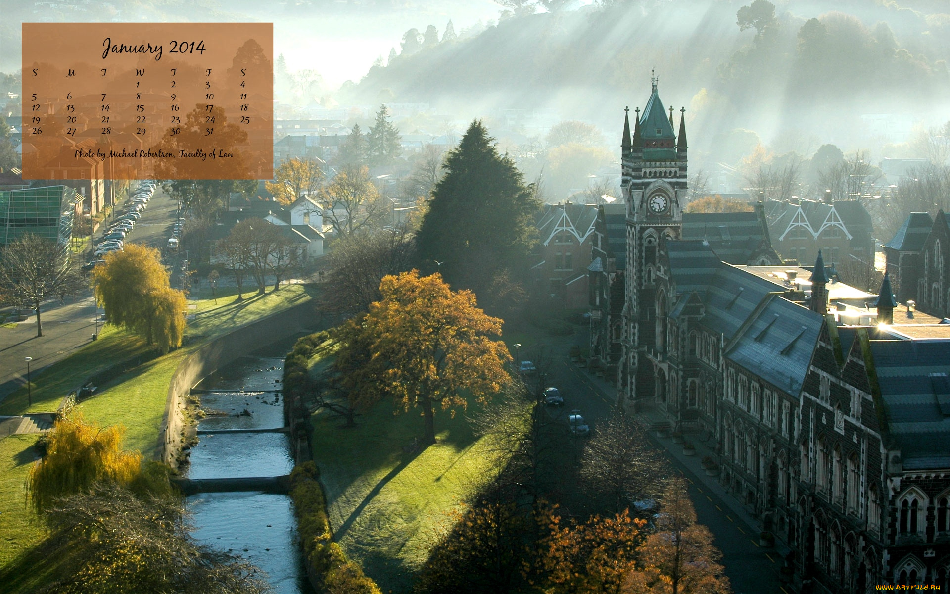 календари, города, река, дома