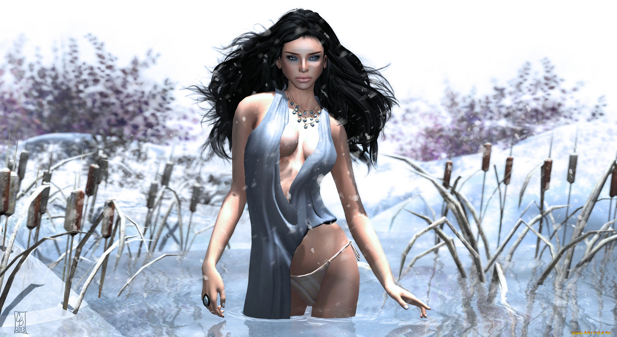 3д, графика, people, , люди, волосы, камыши