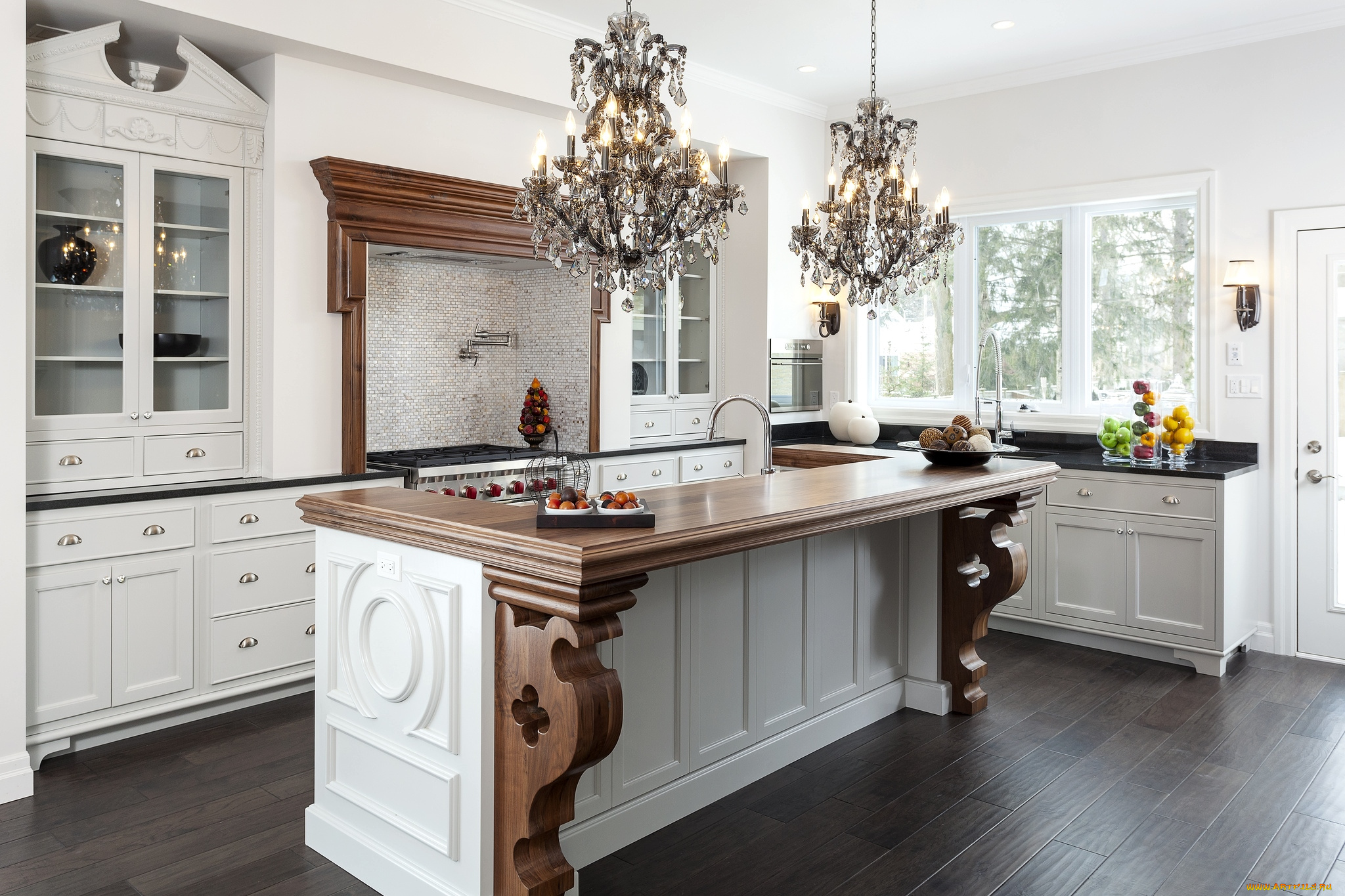 интерьер, кухня, люстры, стол