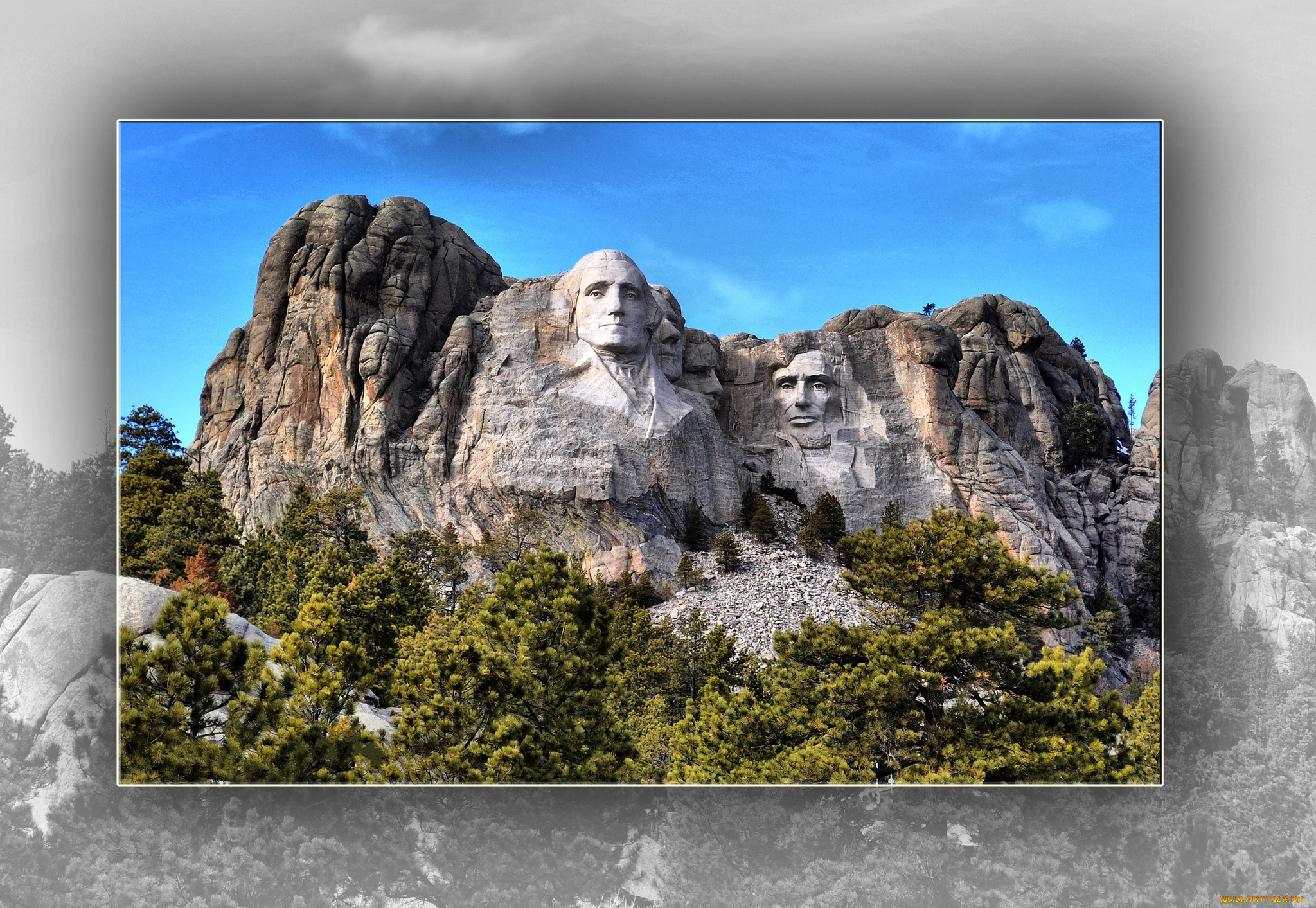 mount, rushmore, природа, горы, сша, изваяния, президенты, лес, скалы