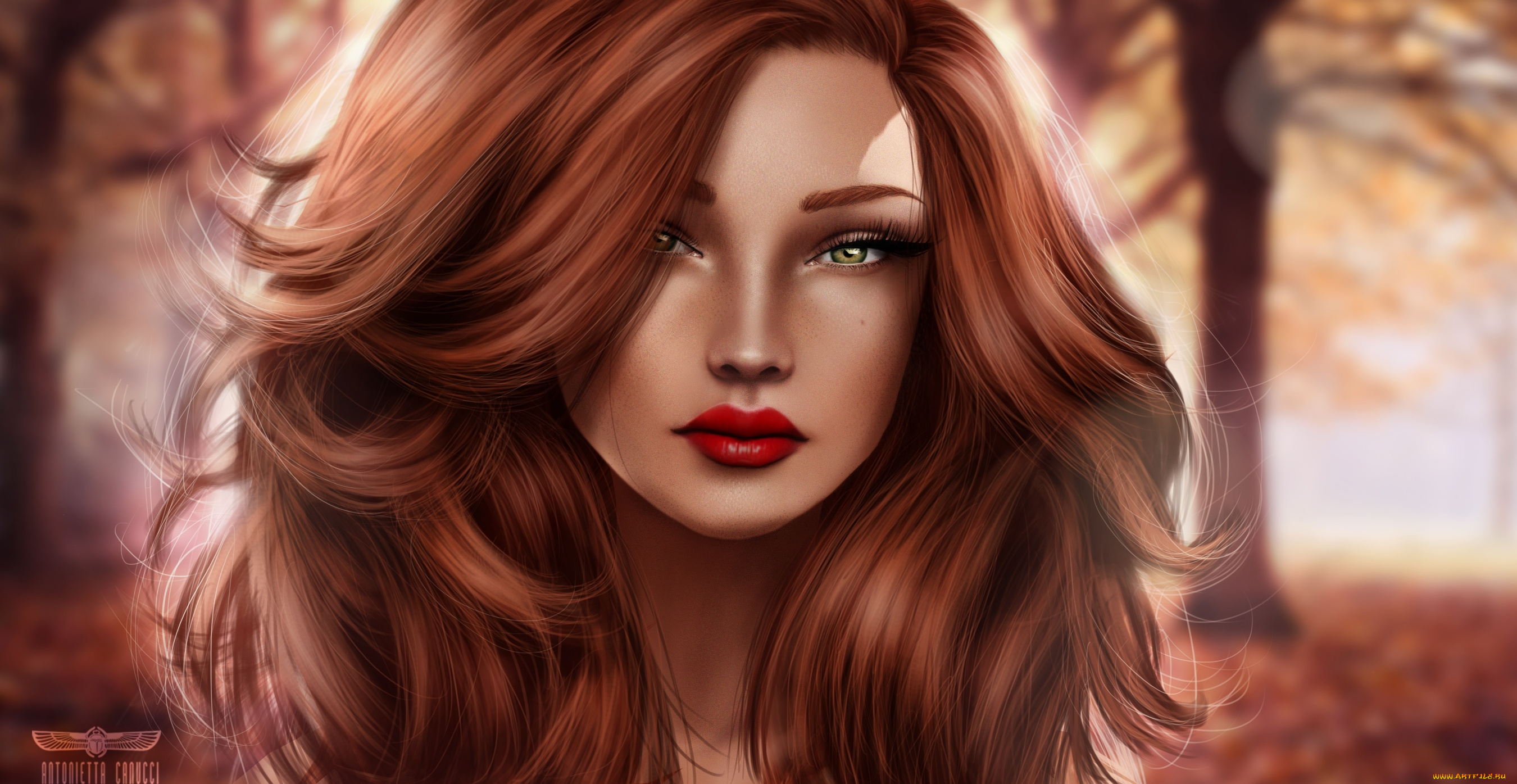 3д, графика, portraits, , портрет, рыжая