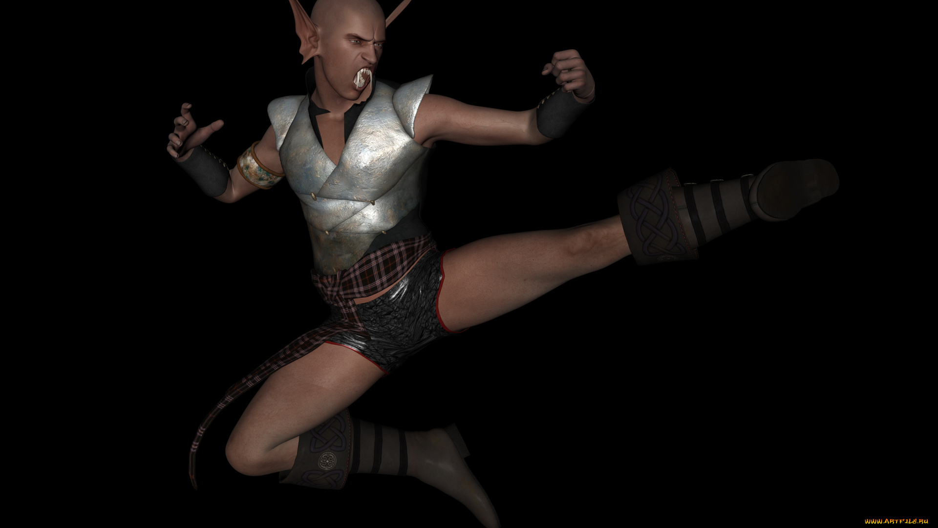 3д, графика, эльфы, , elves, эльф, фон, клыки, поза