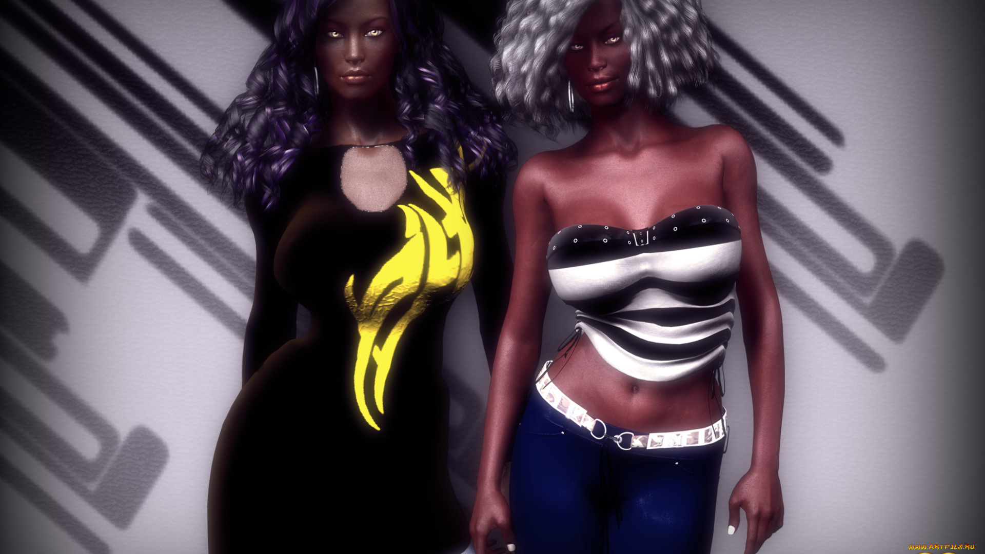 3д, графика, фантазия, , fantasy, девушки, взгляд, фон