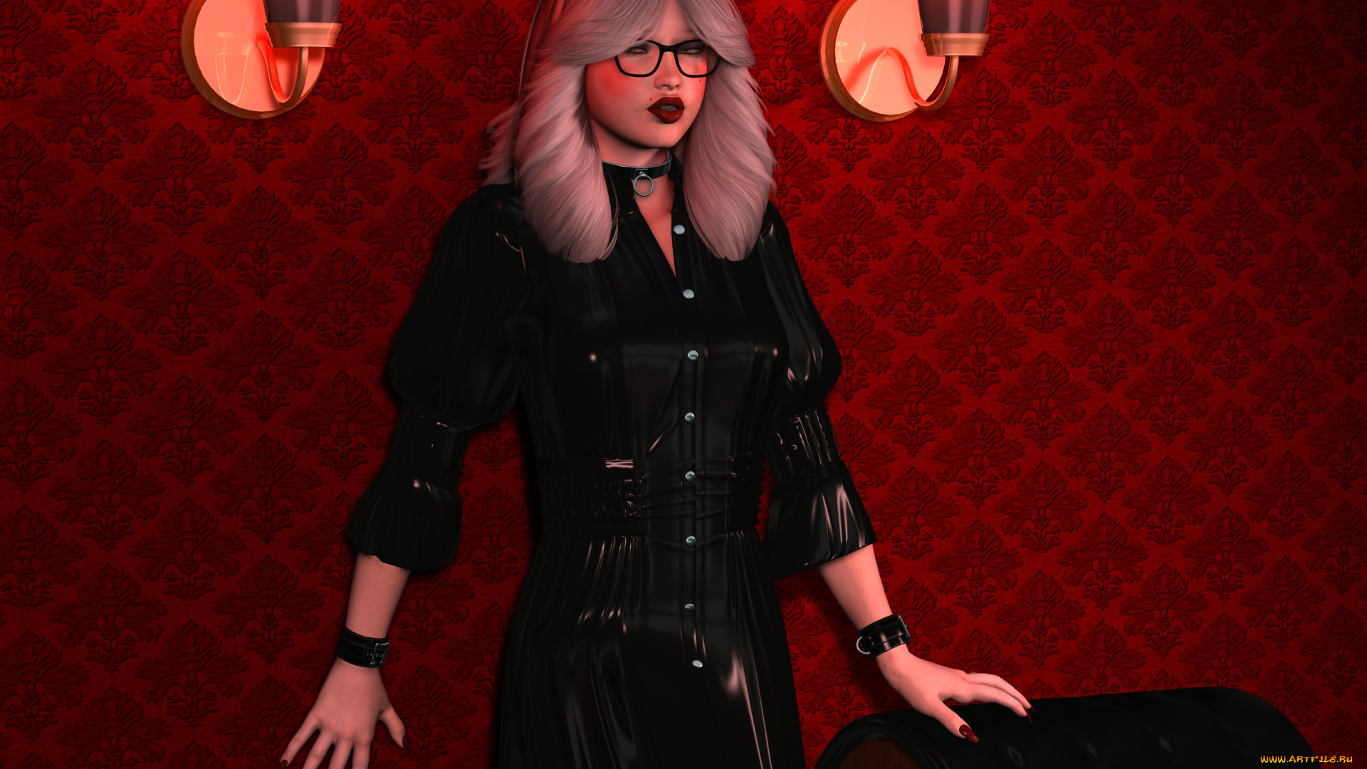 3д, графика, люди, , people, взгляд, девушка, светильники, очки, фон