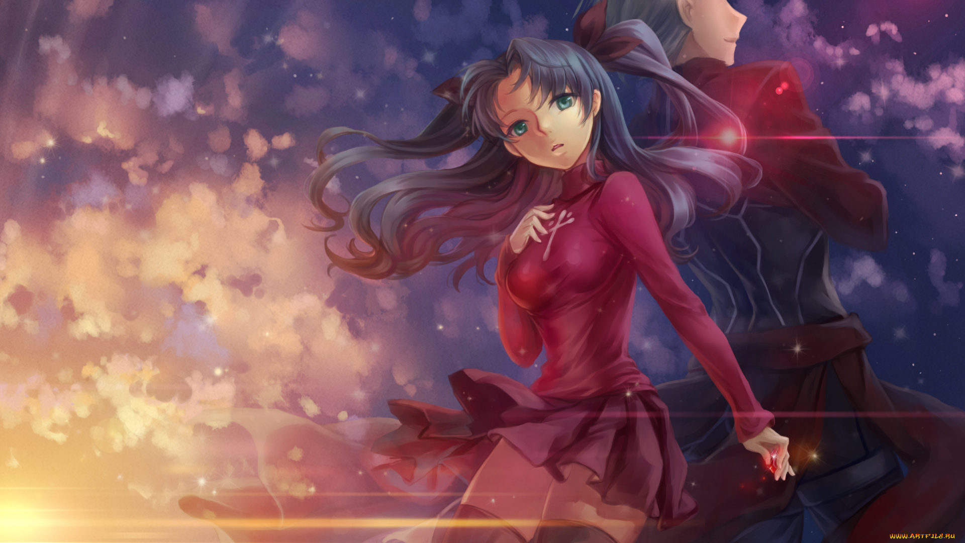аниме, fate, stay, night, девушка, парень, арт, 6bi, tohsaka, rin, archer