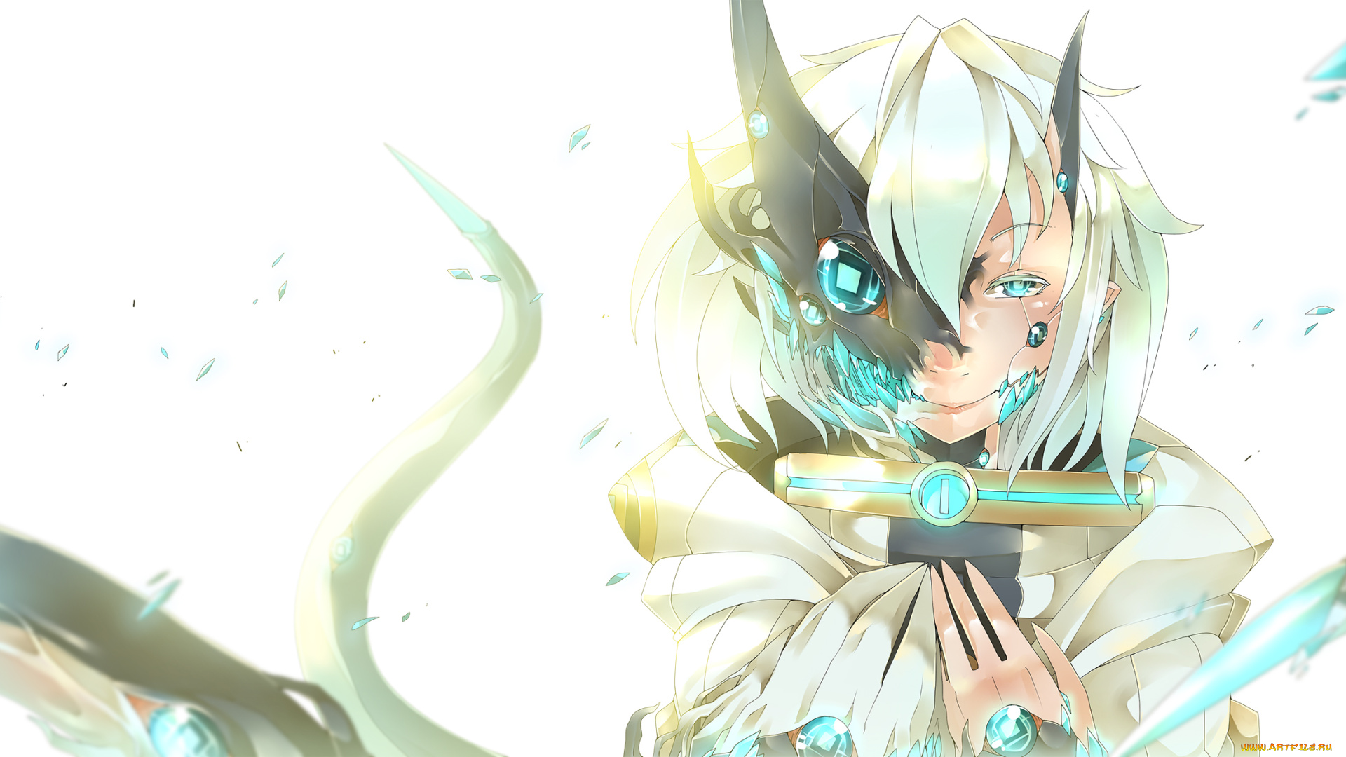 аниме, оружие, , техника, , технологии, арт, sinlaire, существо, взгляд, фон, осколки