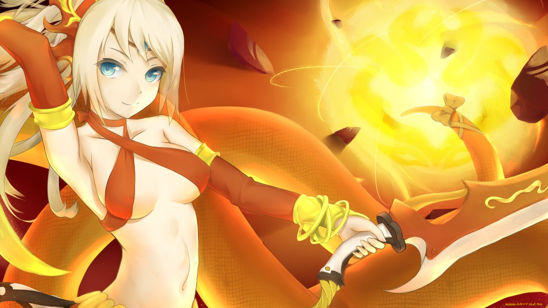 аниме, оружие, , техника, , технологии, threeplus, солнце, змея, девушка, арт