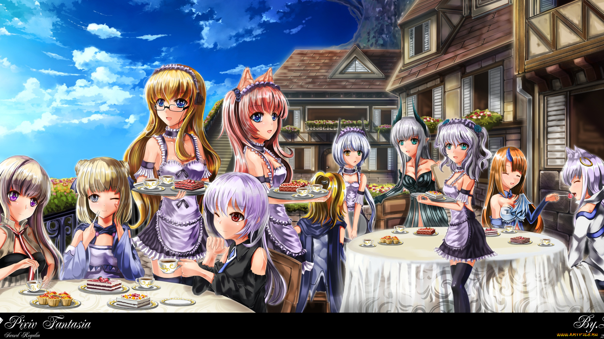 аниме, pixiv, fantasia, девушки, арт, keyboard000, lita, pixiv, fantasia, существа