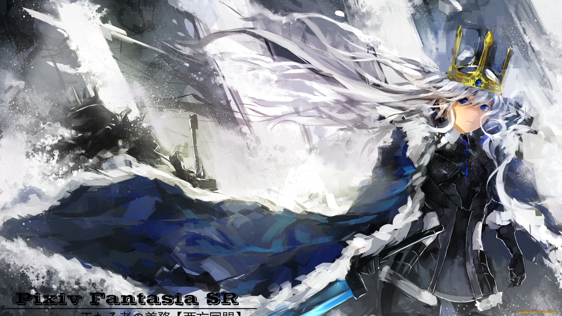 аниме, pixiv, fantasia, оружие, арт, saberiii, pixiv, fantasia, королева, корона, девушка