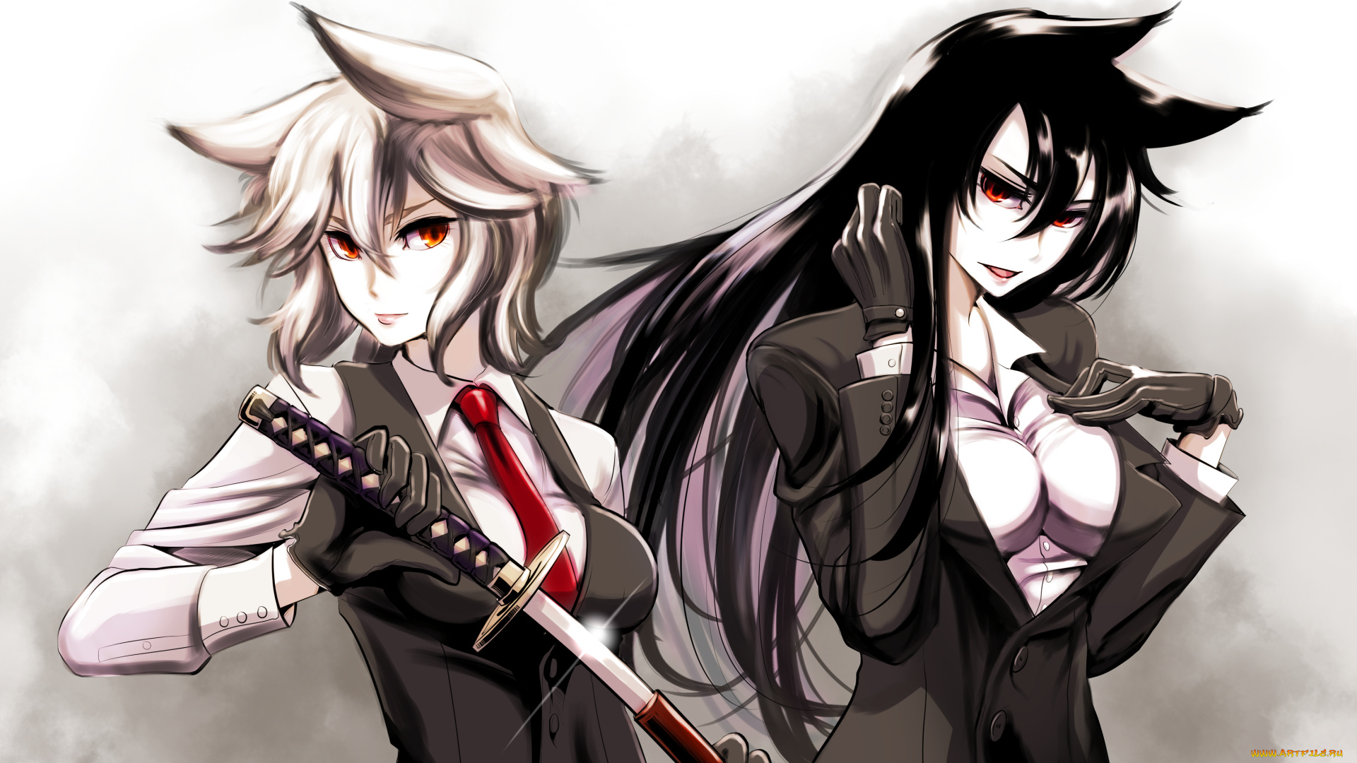 аниме, touhou, imaizumi, kagerou, inubashiri, momiji, kouji, oota, арт, девушки, оружие, меч, ушки