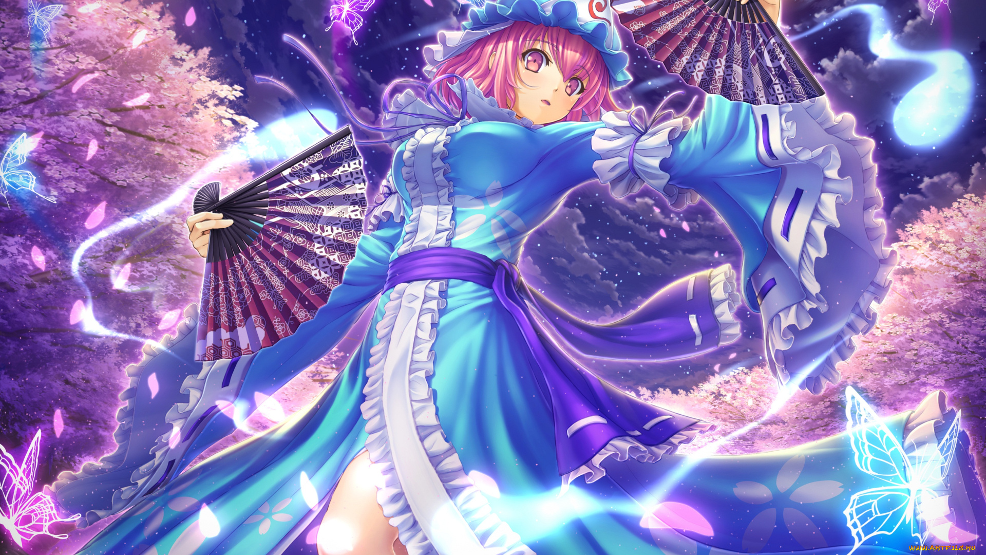 аниме, touhou, kurozen, saigyouji, yuyuko