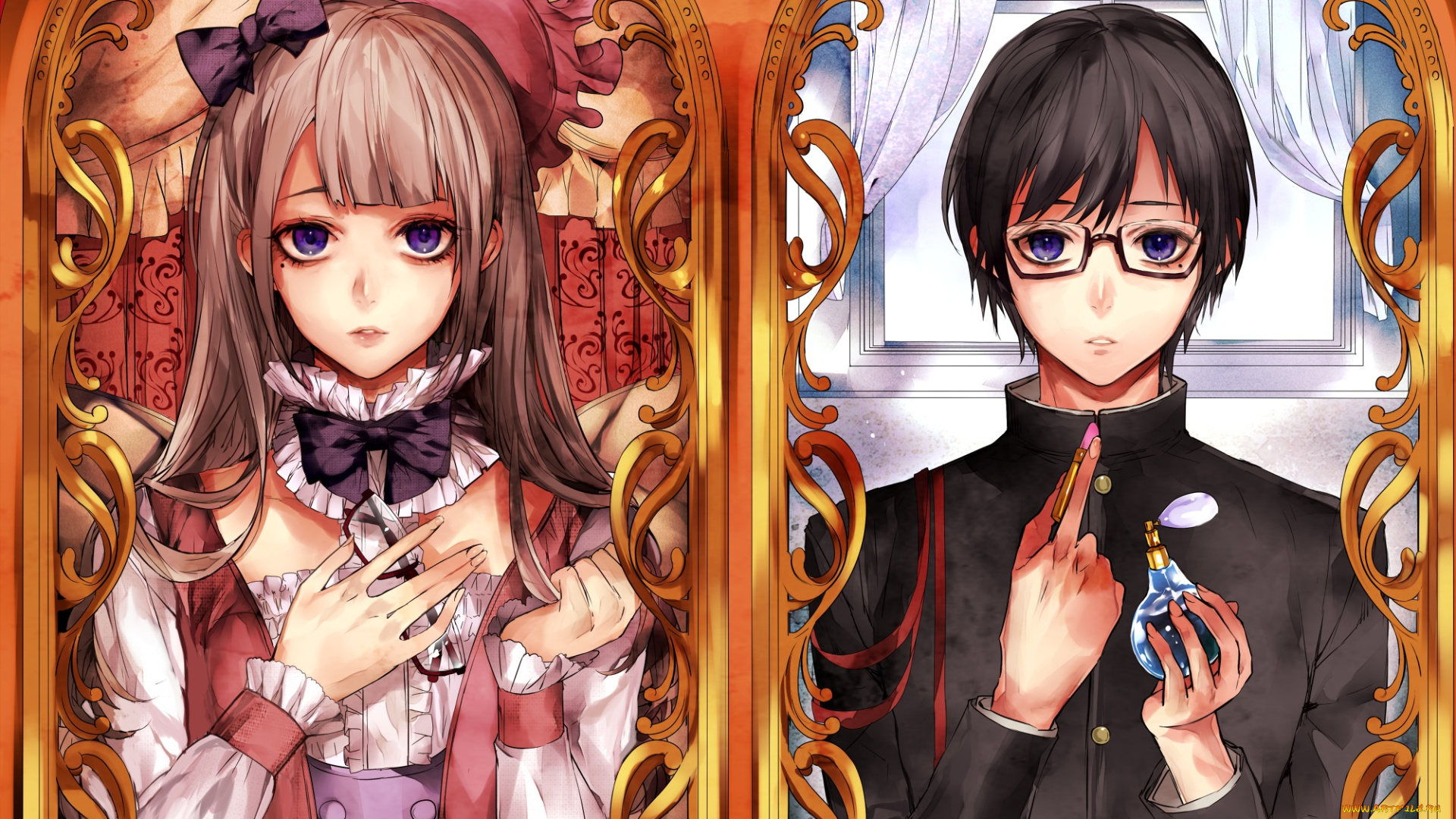 аниме, unknown, , другое, парень, девушка, арт, tcb, пара, взгляд