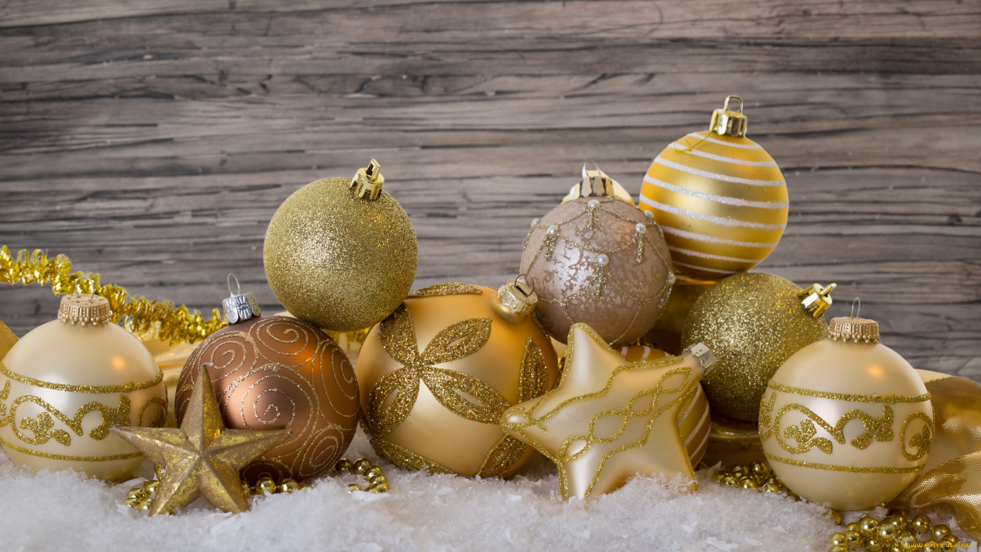 праздничные, шары, новый, год, рождество, christmas, украшения, золотые