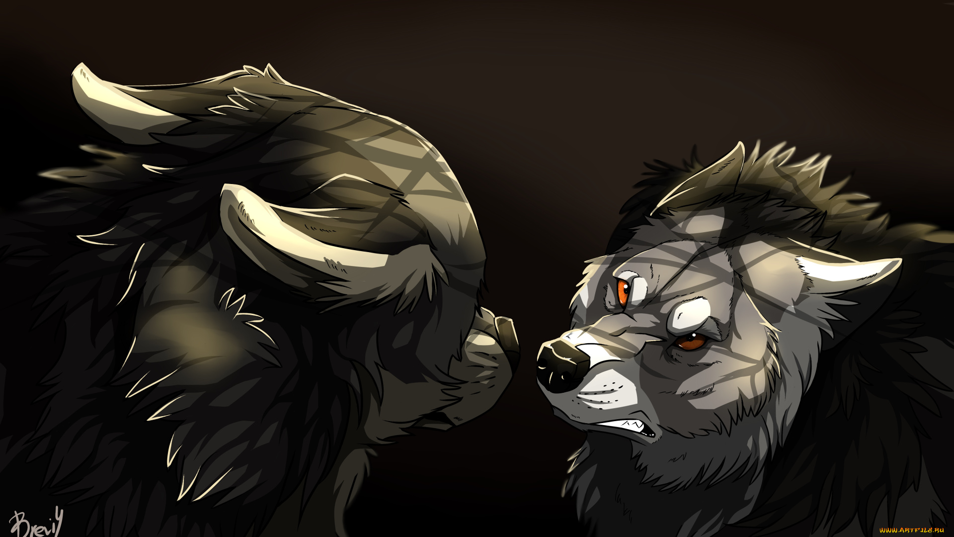 рисованное, животные, , волки, фон, волки