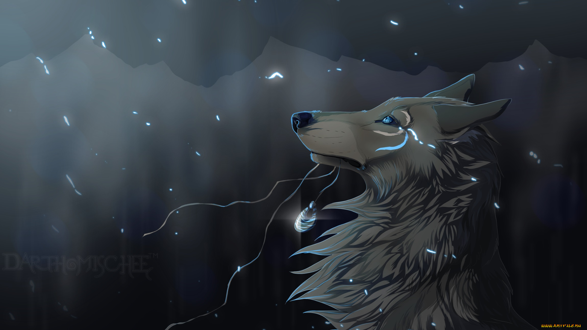 рисованное, животные, , волки, взгляд, волк