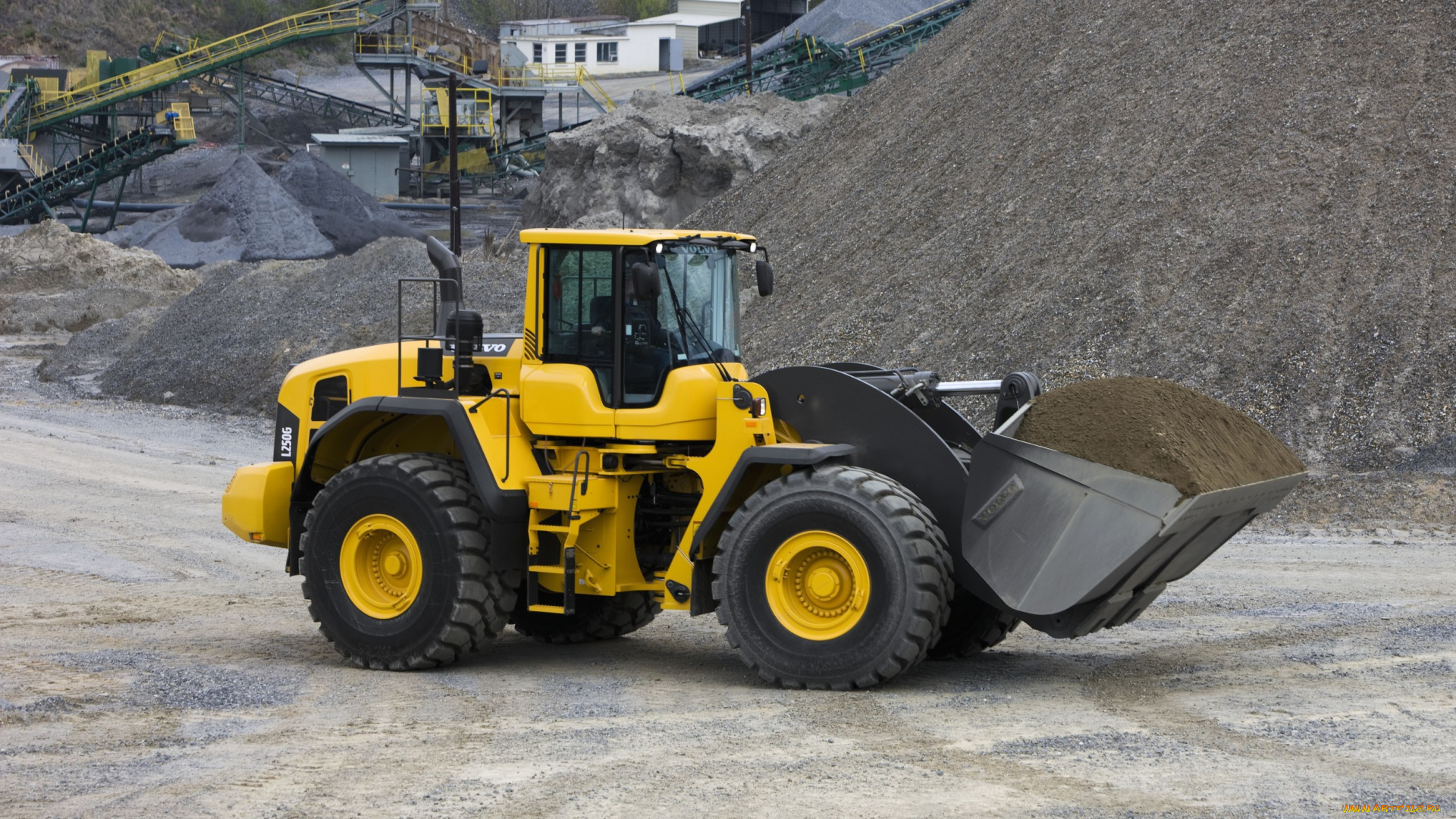 техника, фронтальные, погрузчики, колесный, погрузчик, ковш