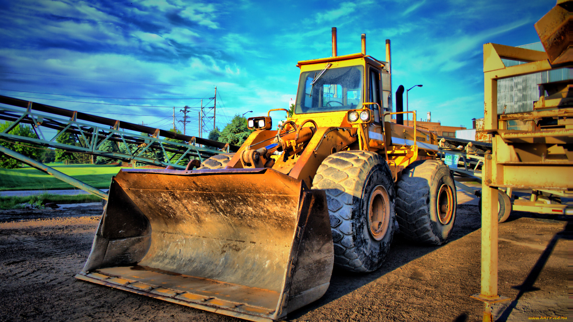 техника, фронтальные, погрузчики, ковш, погрузчик, колесный