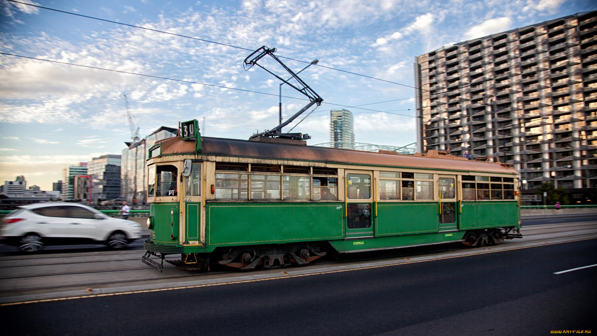 техника, трамваи, рельсы, город, трамвай