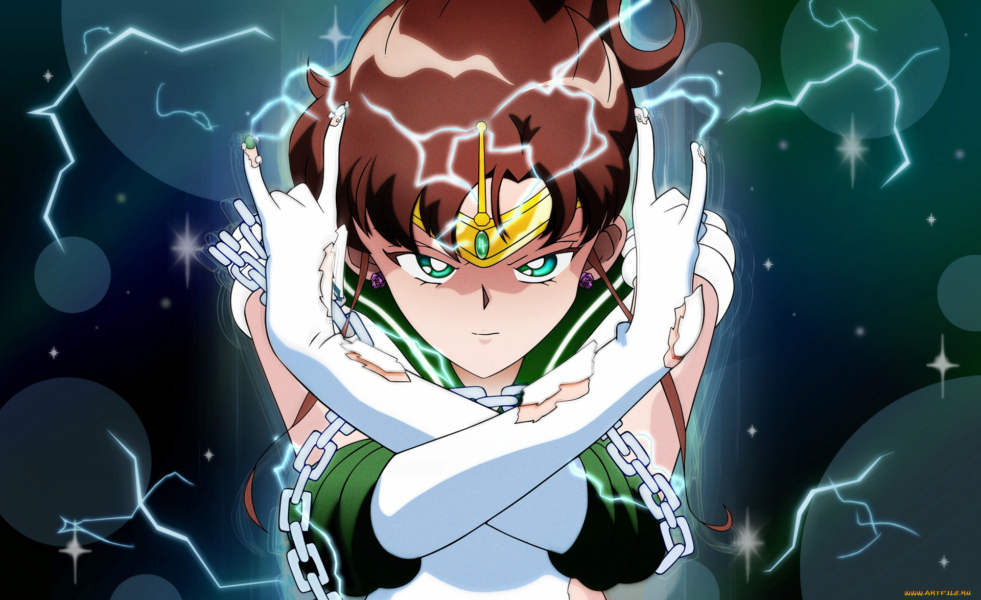 аниме, sailor, moon, гром, молния, воин, девушка, sailor, jupiter
