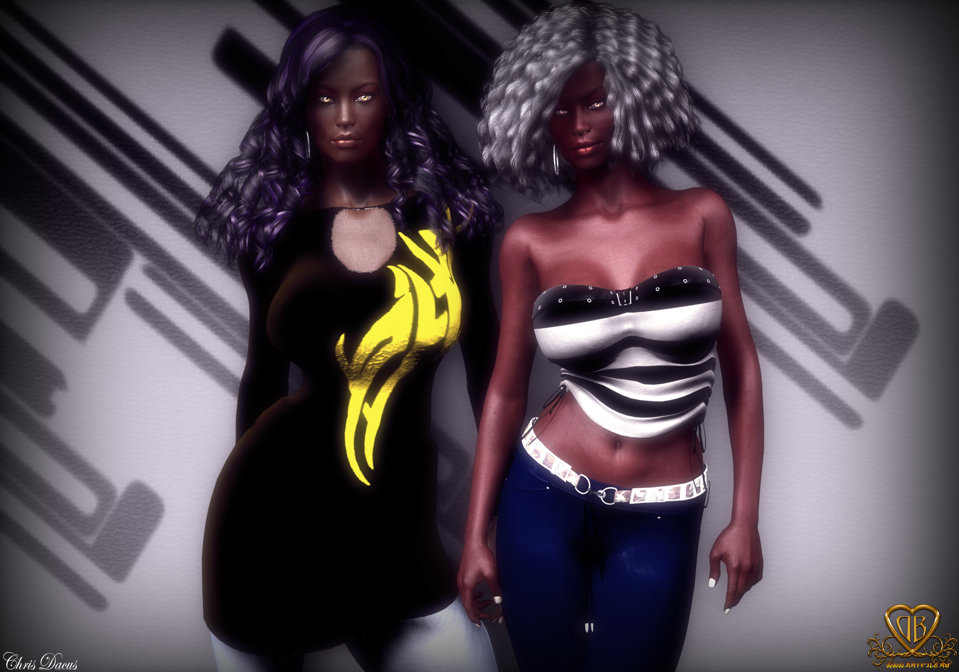 3д, графика, фантазия, , fantasy, девушки, взгляд, фон