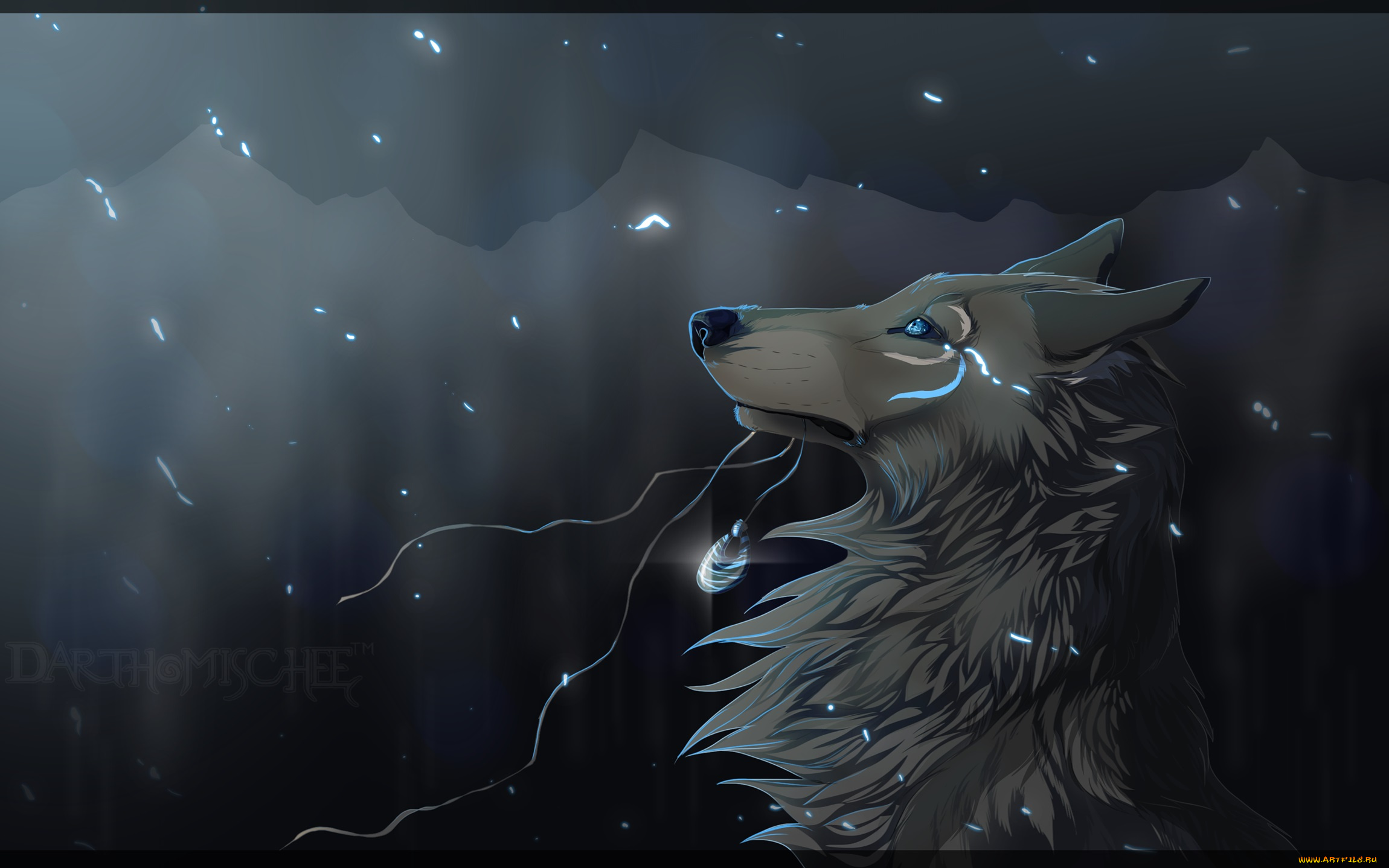 рисованное, животные, , волки, взгляд, волк