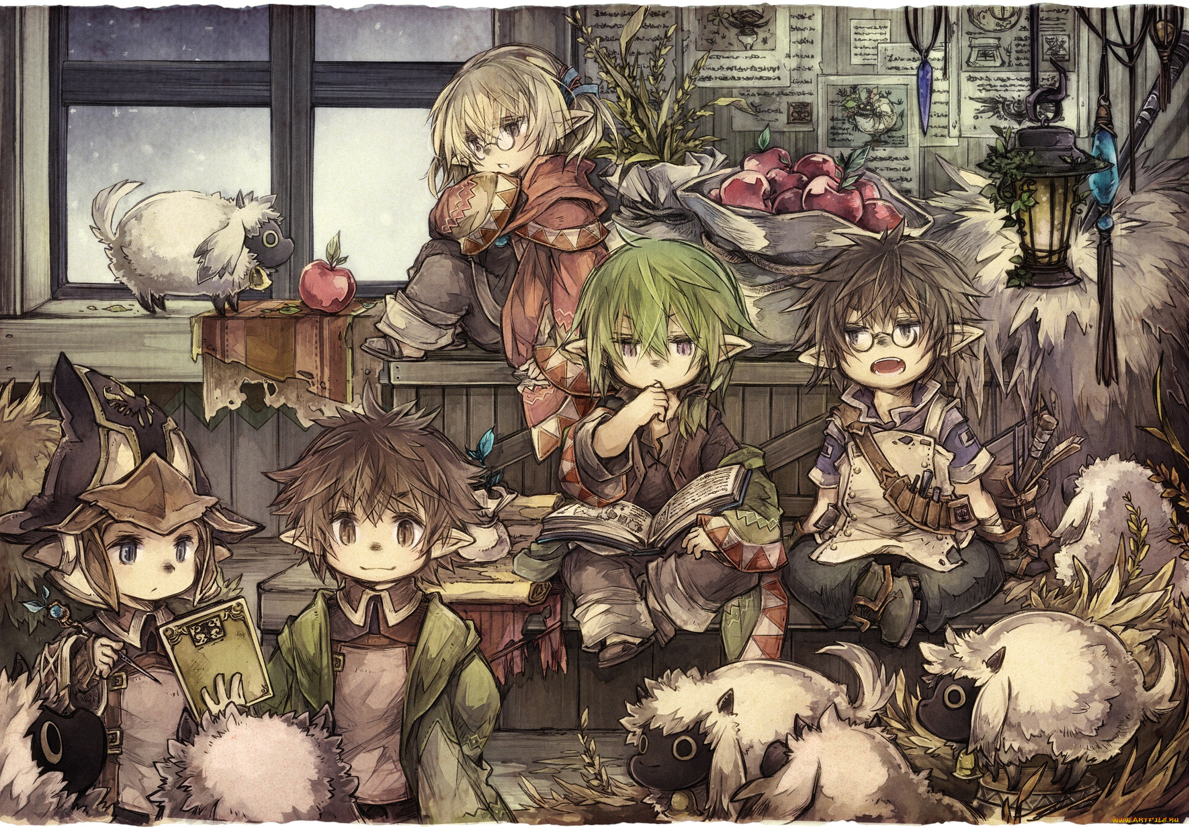 аниме, final, fantasy, животные, барашки, чиби, эльфы, арт, final, fantasy