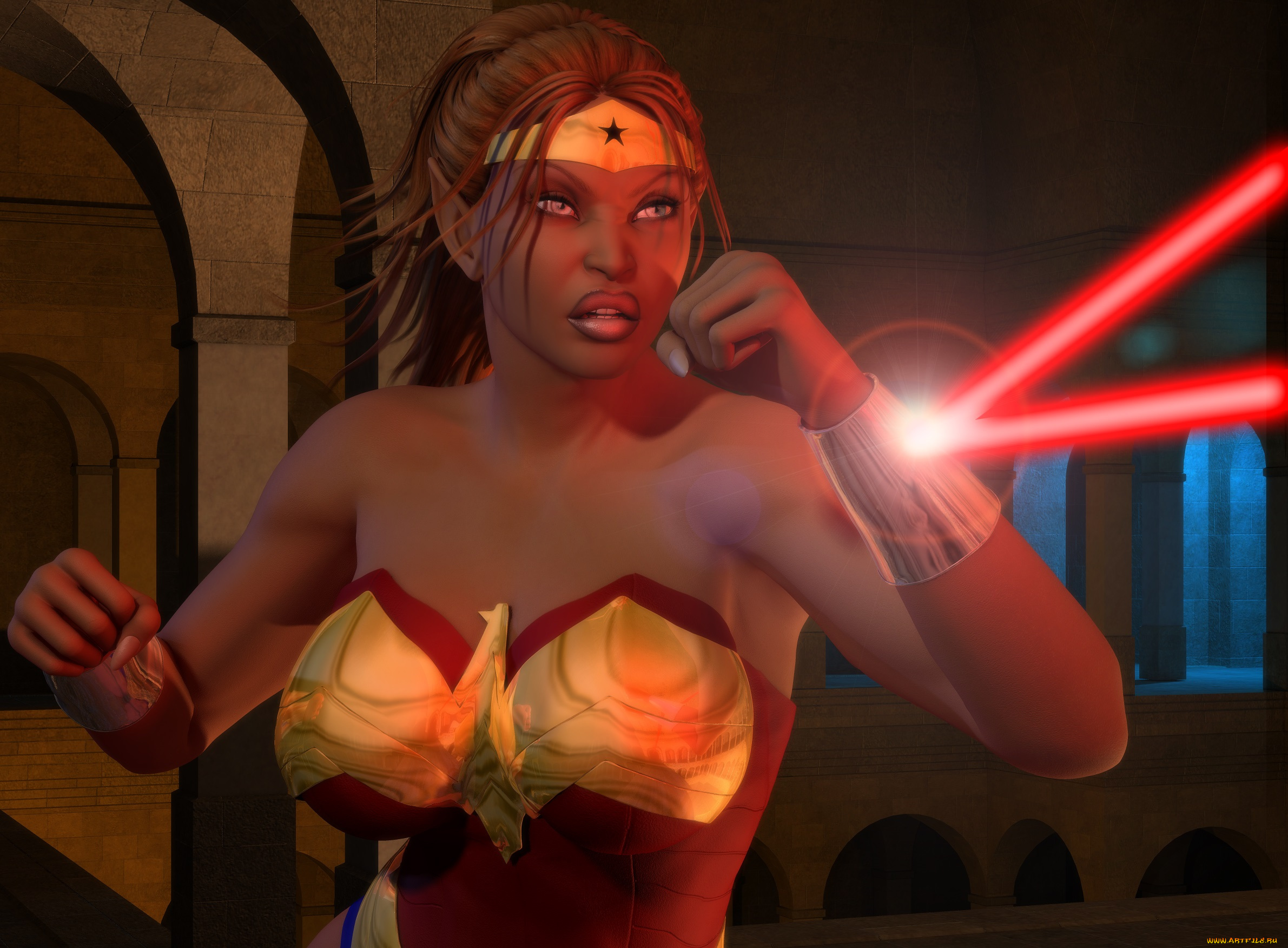 3д, графика, эльфы, , elves, магия, фон, взгляд, эльфийка